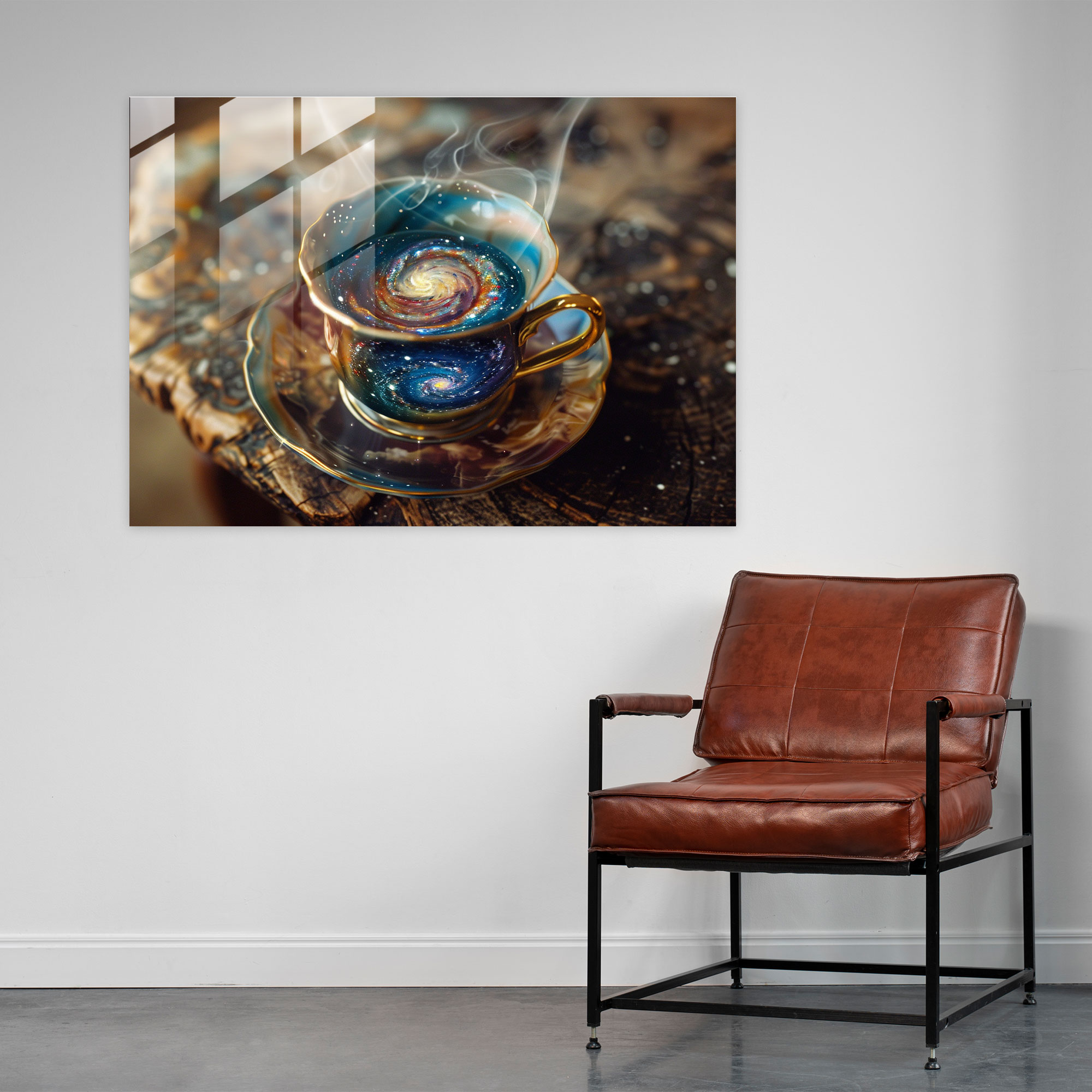 Galaxies In Teacup Glass Print - Salvador Dali, Home Decoration, Salvador Dali, Glass Art