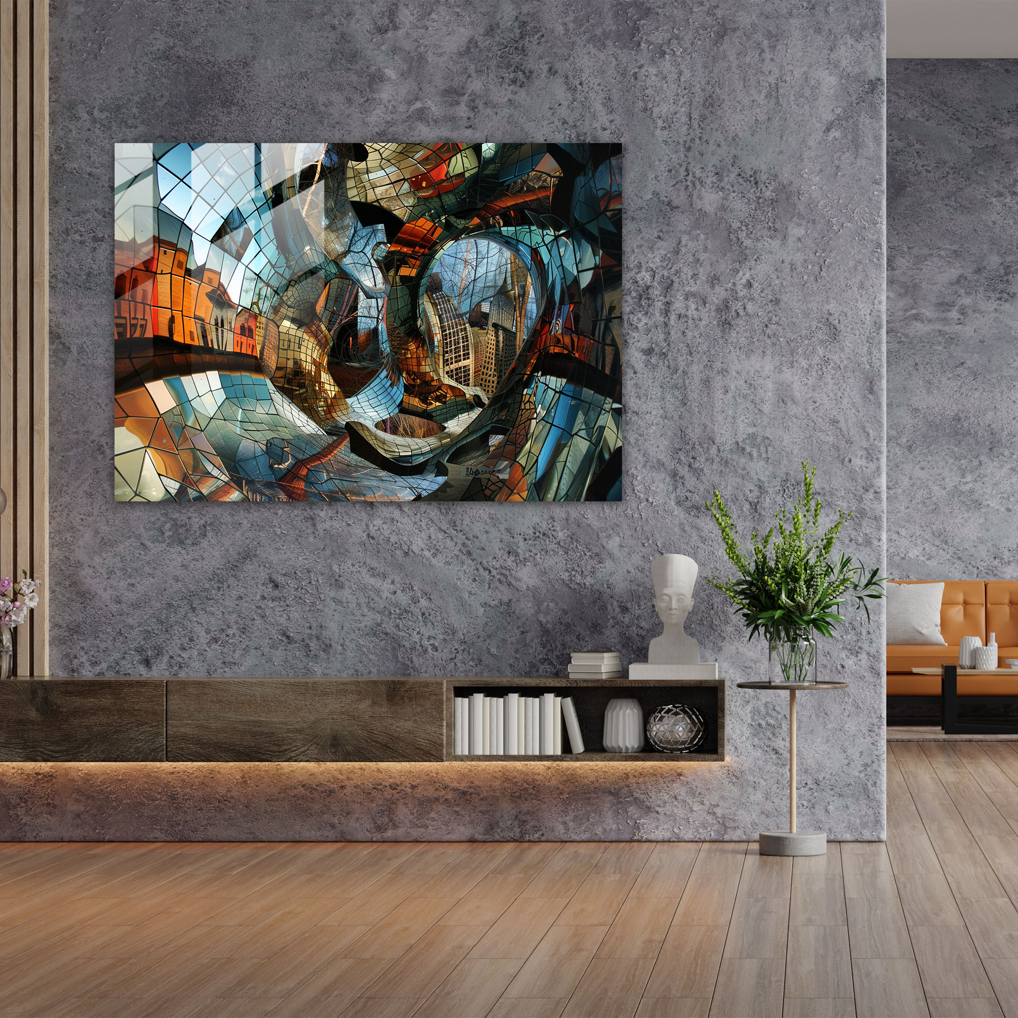 Distorted Cityscape Glass Wall Art - Salvador Dali, Glass Wall Art, Salvador Dali, Modern Art