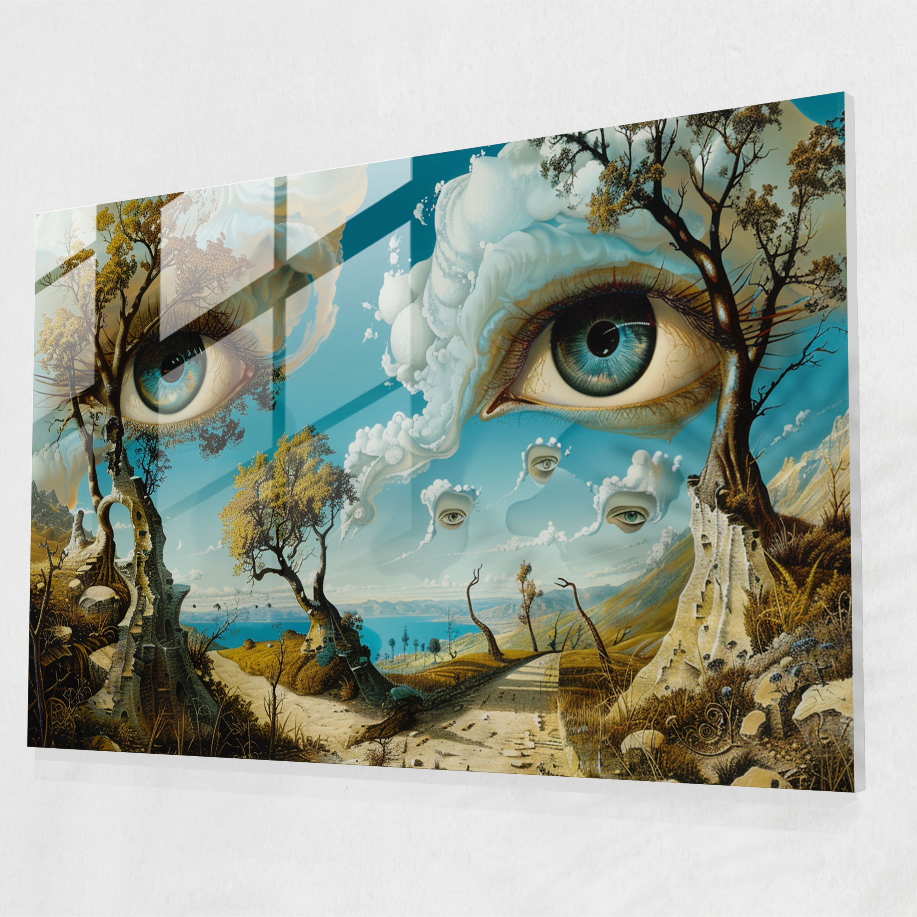 Giant Eyes Landscape Glass Wall Art - Salvador Dali, Modern Art, Glass Wall Art, Wall Decoration