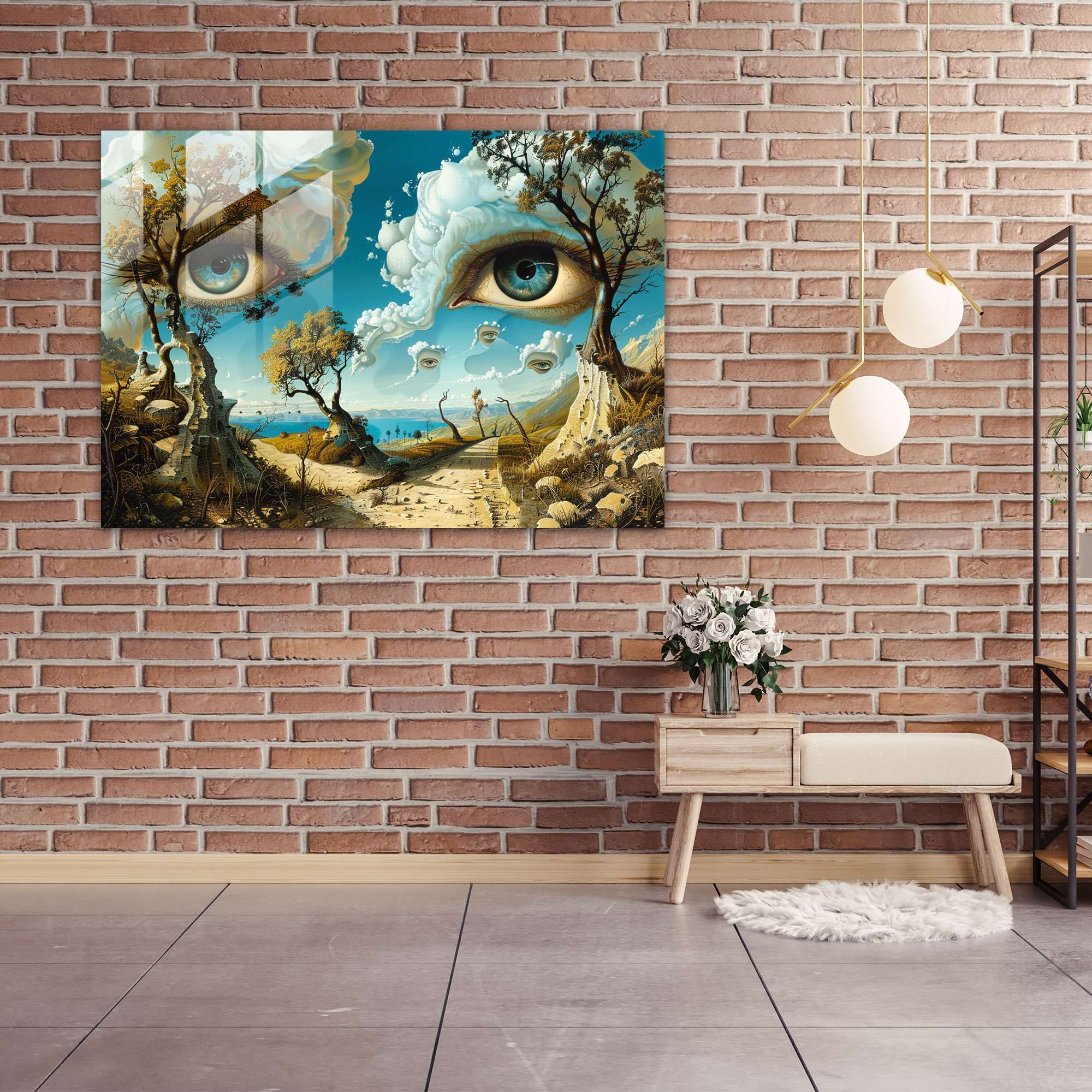 Giant Eyes Landscape Glass Wall Art - Salvador Dali, Modern Art, Glass Wall Art, Wall Decoration