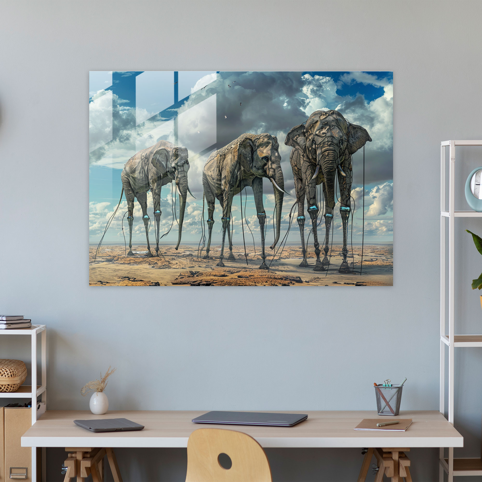 Salvador Dali Elephants With Long Legs Glass Wall Art - Salvador Dali, Glass Wall Art, Home Decoration, Glass Print