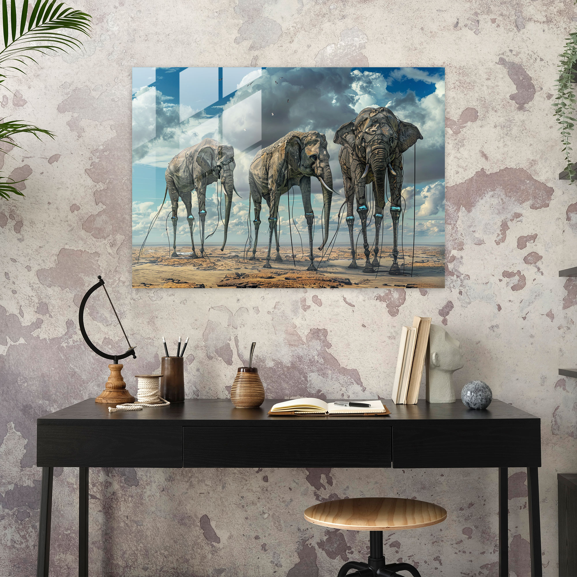 Salvador Dali Elephants With Long Legs Glass Wall Art - Salvador Dali, Glass Wall Art, Home Decoration, Glass Print