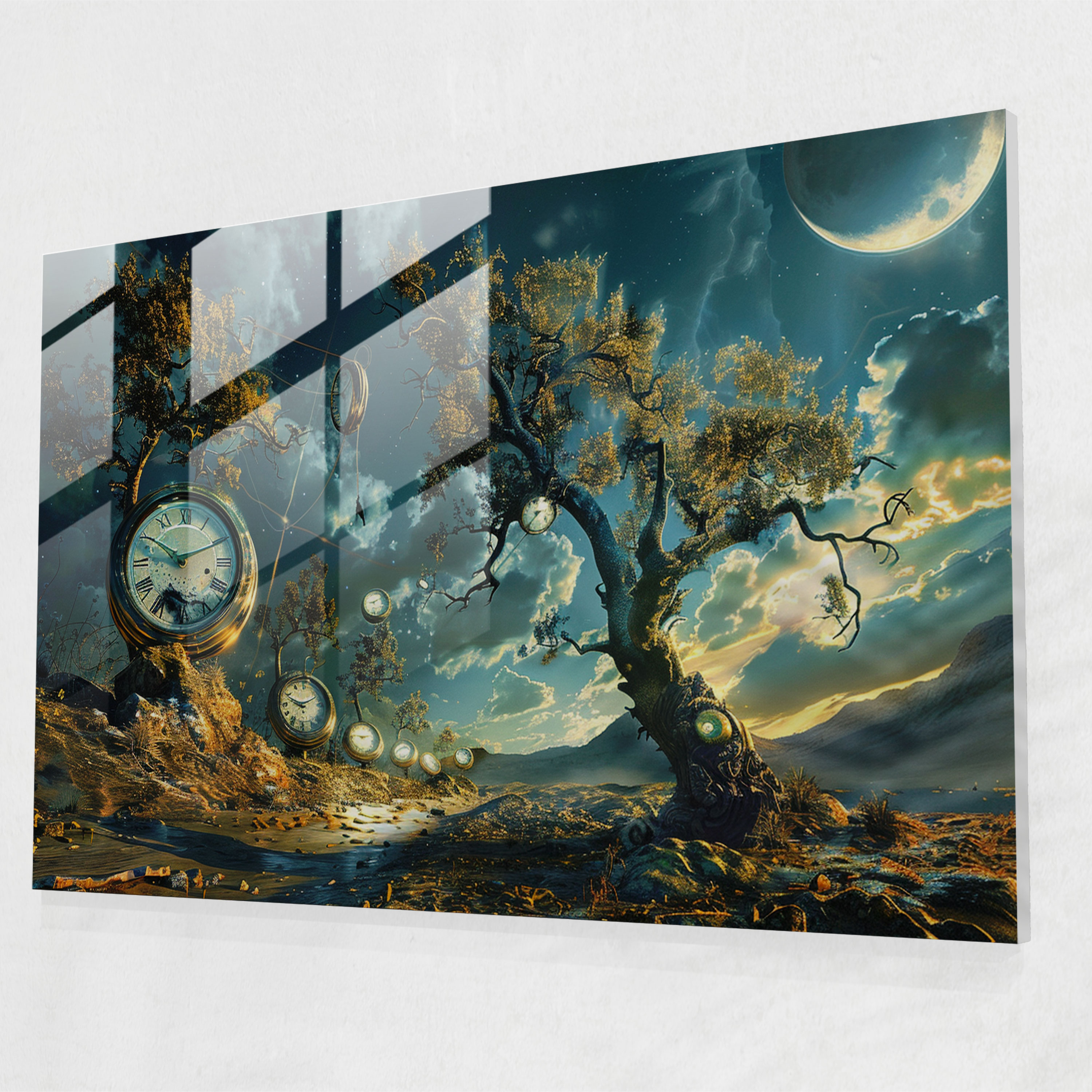 Salvador Dali Melting Clocks Glass Print - Salvador Dali, Glass Print, Glass Wall Art, Wall Decoration
