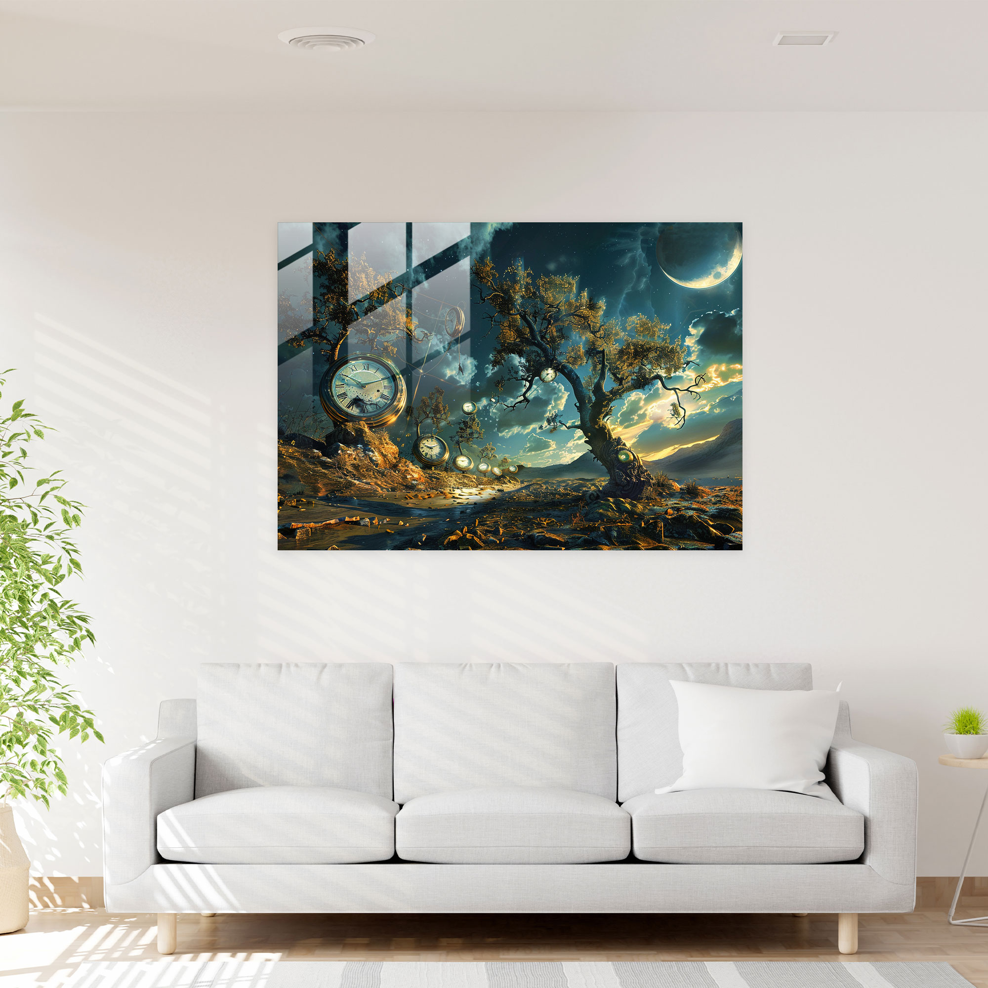 Salvador Dali Melting Clocks Glass Print - Salvador Dali, Glass Print, Glass Wall Art, Wall Decoration