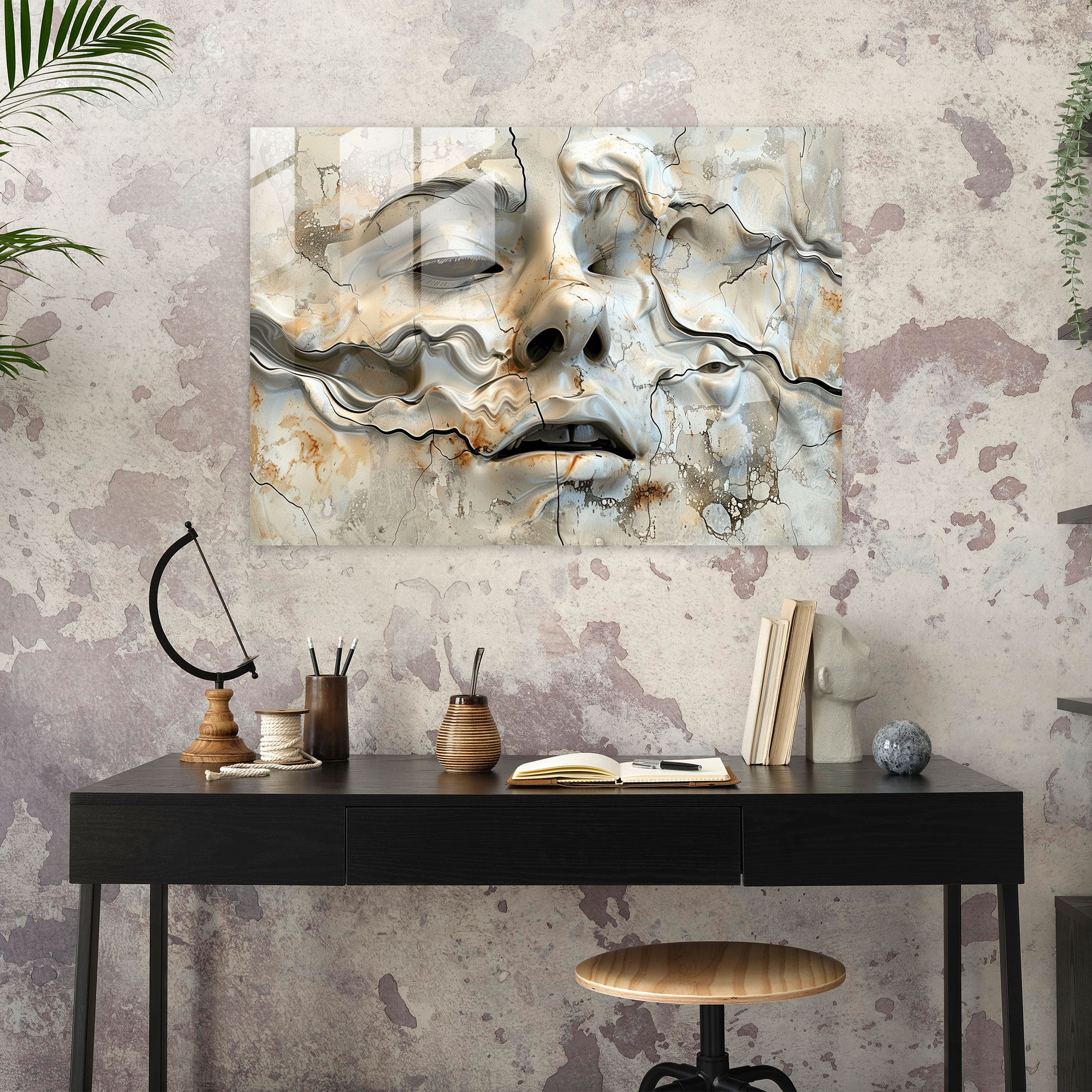 Salvador Dali Melting Face Glass Print - Salvador Dali, Salvador Dali, Glass Print, Modern Art