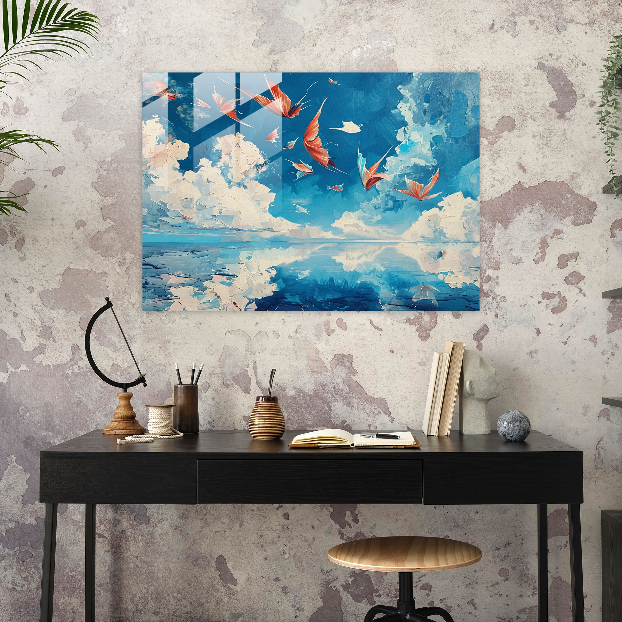 Salvador Dali Flying Fish Glass Print - Salvador Dali, Salvador Dali, Wall Decoration, Home Decoration
