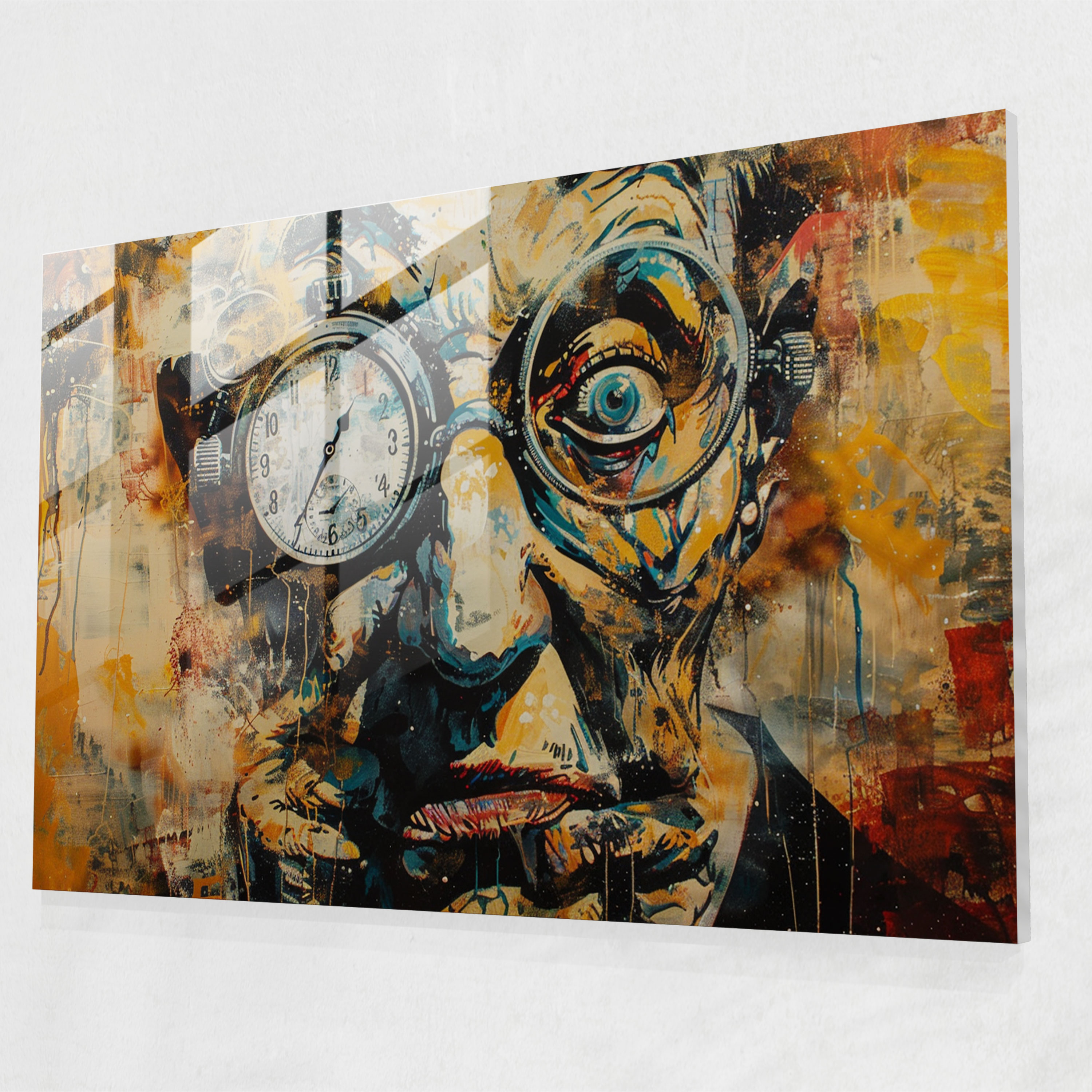 Salvador Dali Abstract Portrait Glass Print - Salvador Dali, Surrealism, Salvador Dali, Home Decoration