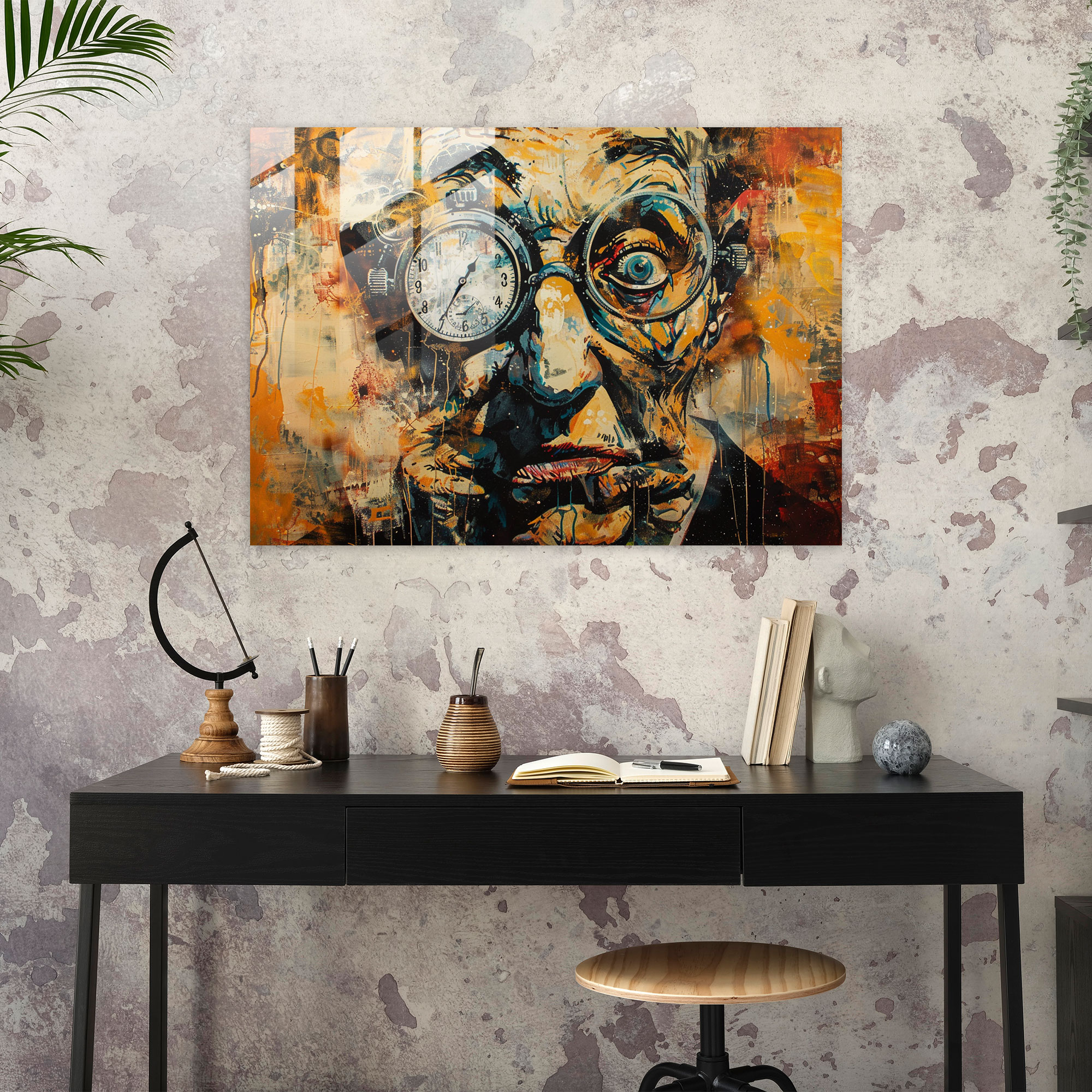 Salvador Dali Abstract Portrait Glass Print - Salvador Dali, Surrealism, Salvador Dali, Home Decoration
