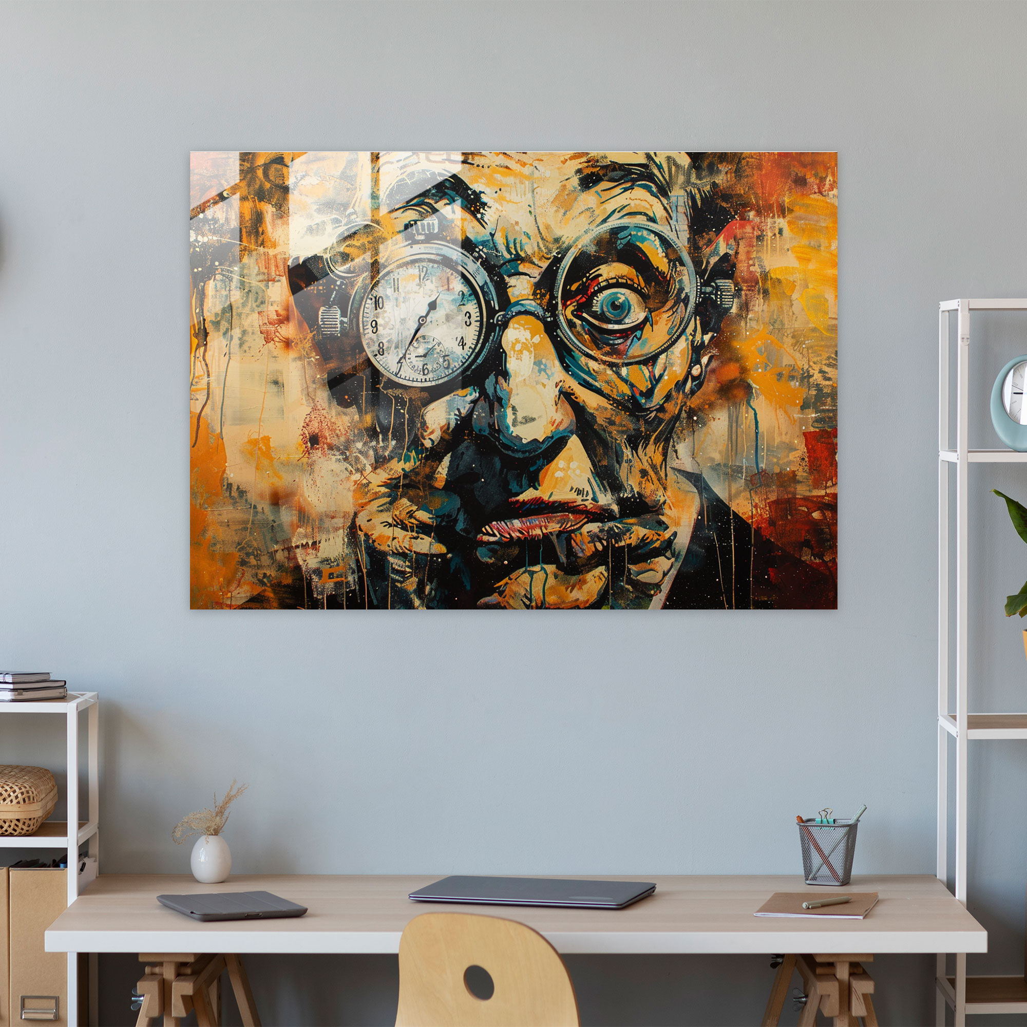 Salvador Dali Abstract Portrait Glass Print - Salvador Dali, Surrealism, Salvador Dali, Home Decoration