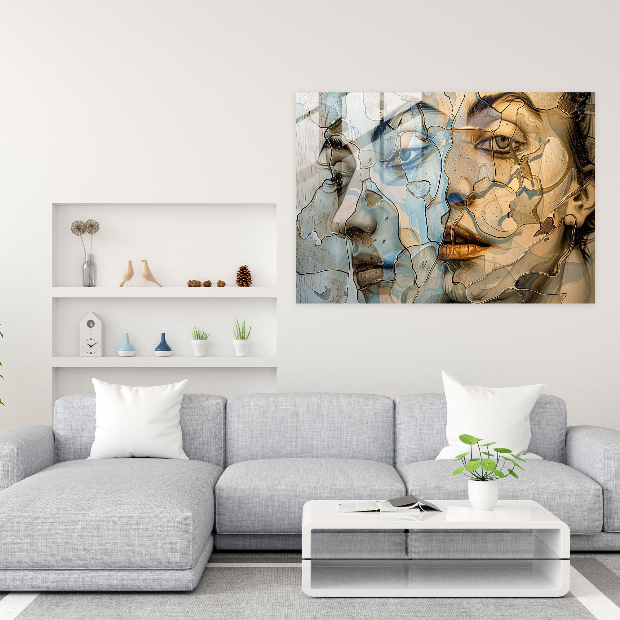 Salvador Dali Distorted Portrait Glass Wall Art - Salvador Dali, Salvador Dali, Modern Art, Glass Wall Art