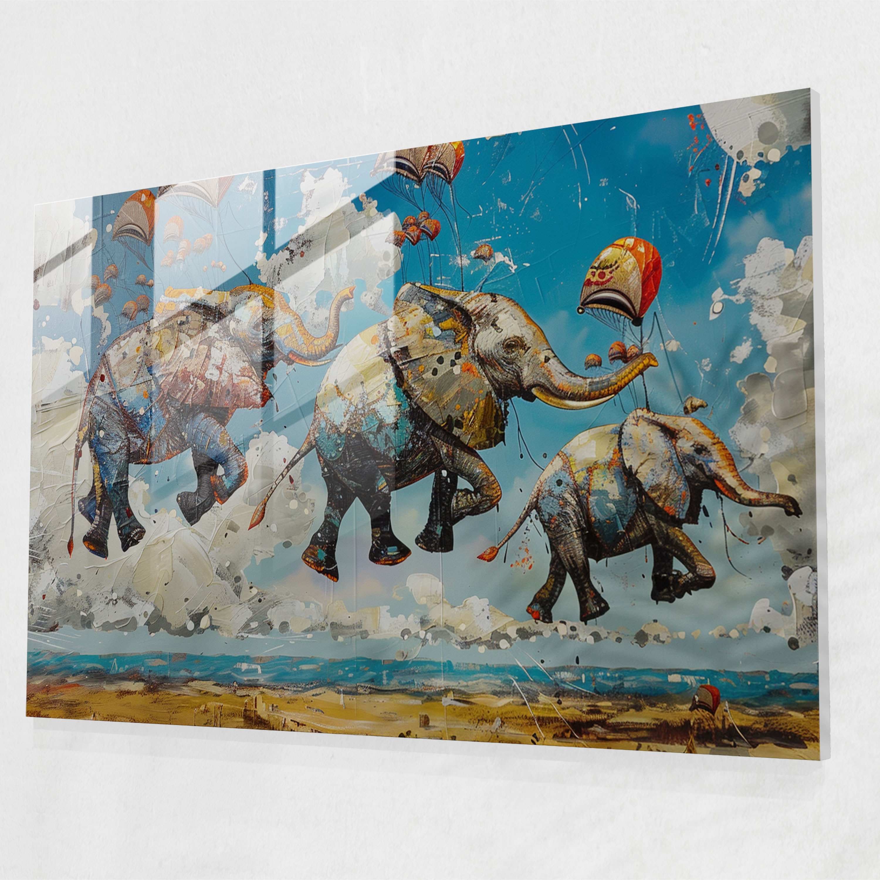 Salvador Dali Flying Elephants Glass Print - Salvador Dali, Salvador Dali, Glass Wall Art, Glass Print