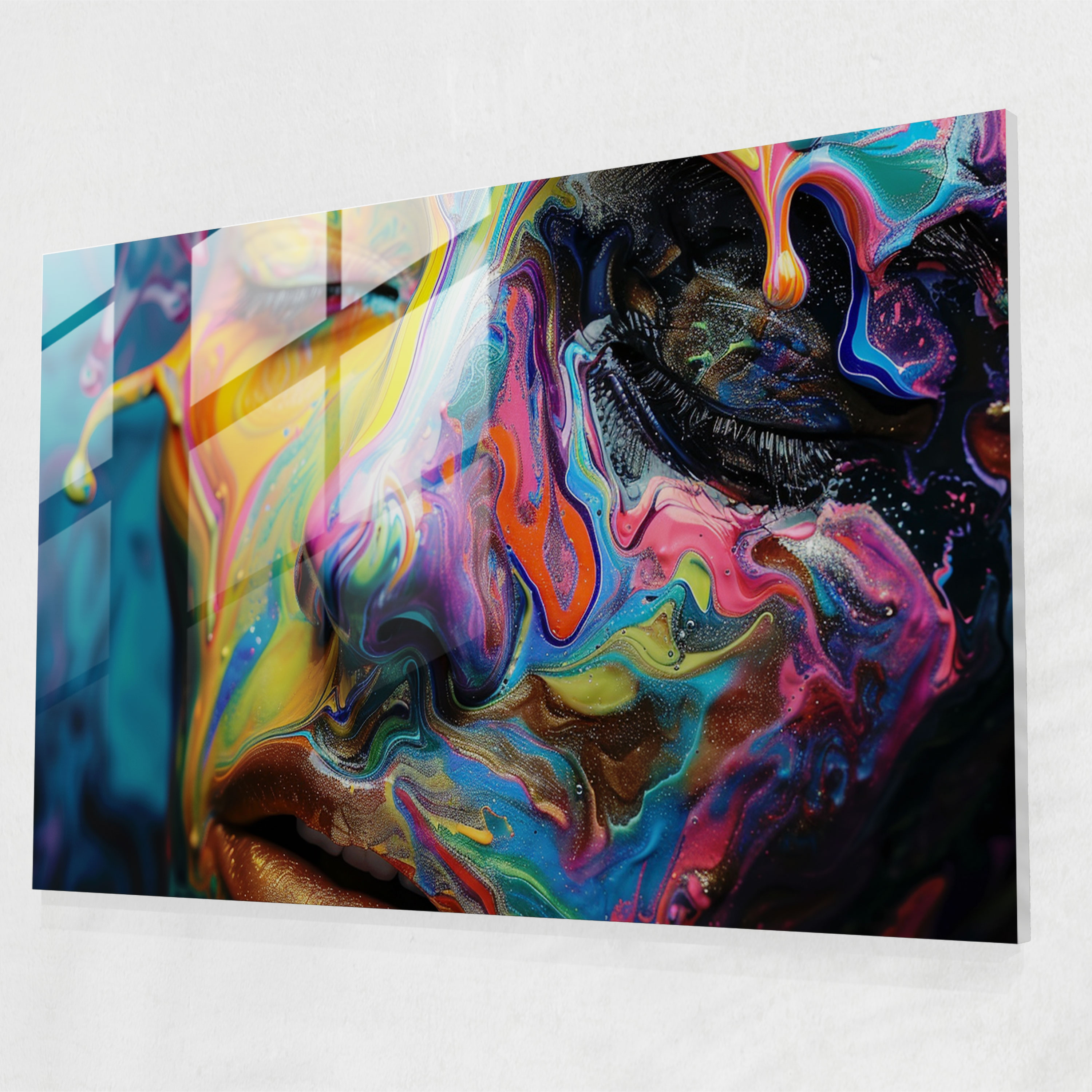 Abstract Melting Face Glass Wall Art - Salvador Dali, Glass Wall Art, Modern Art, Salvador Dali