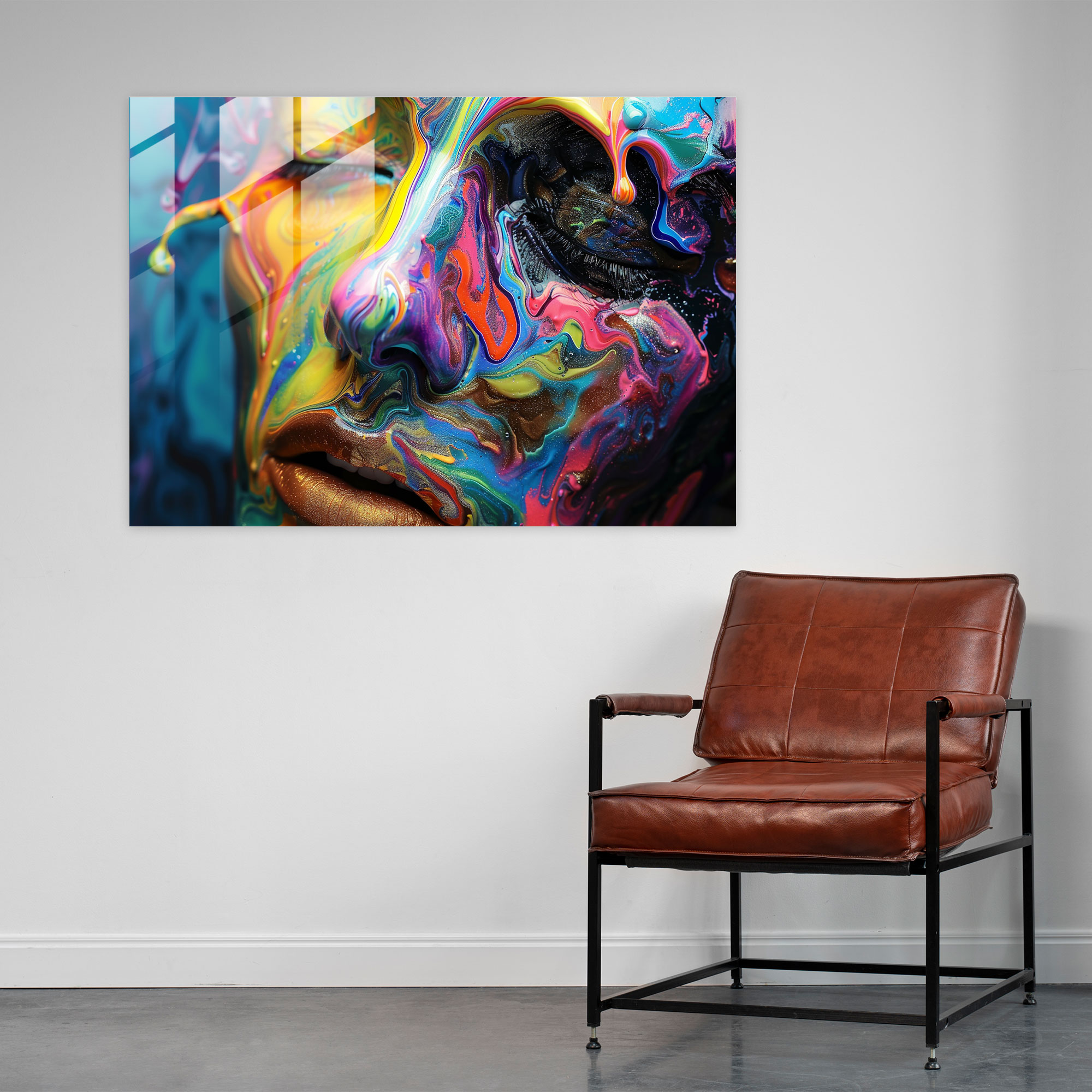 Abstract Melting Face Glass Wall Art - Salvador Dali, Glass Wall Art, Modern Art, Salvador Dali