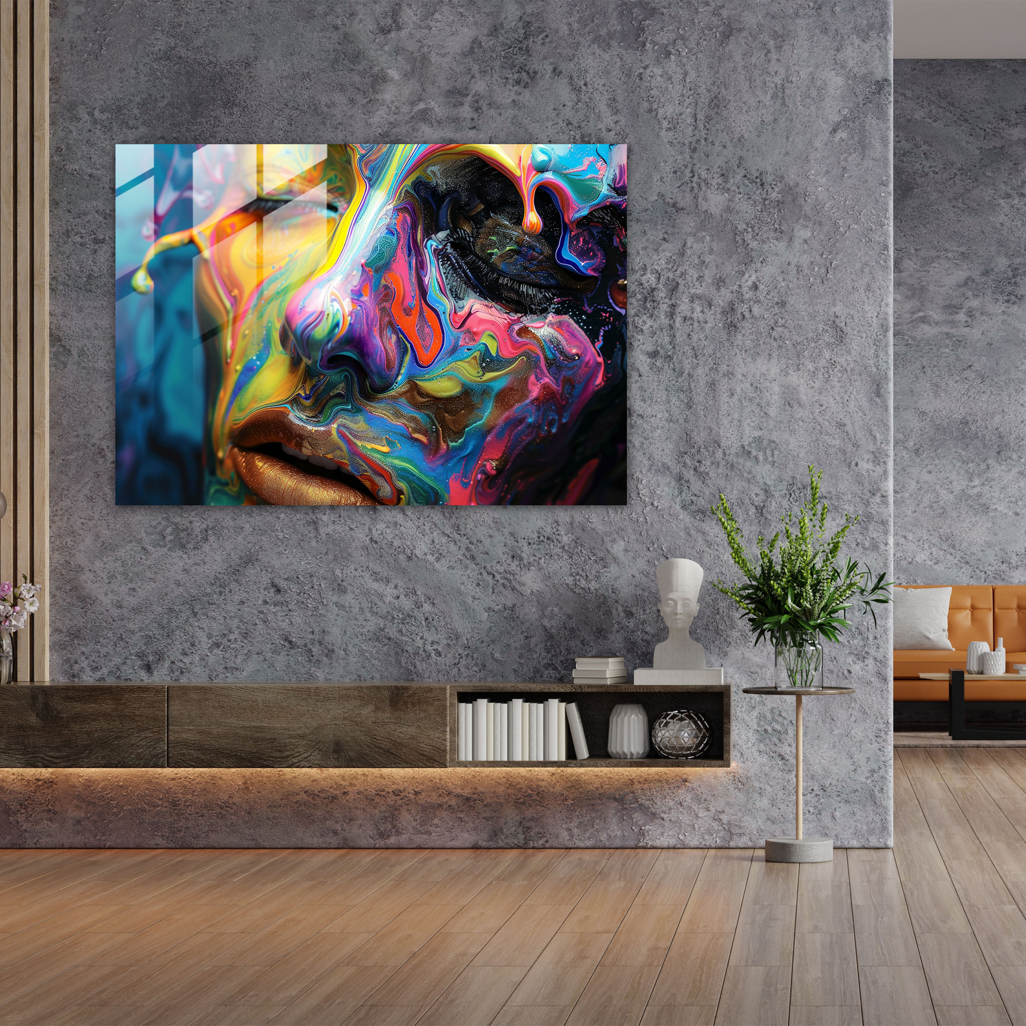 Abstract Melting Face Glass Wall Art - Salvador Dali, Glass Wall Art, Modern Art, Salvador Dali