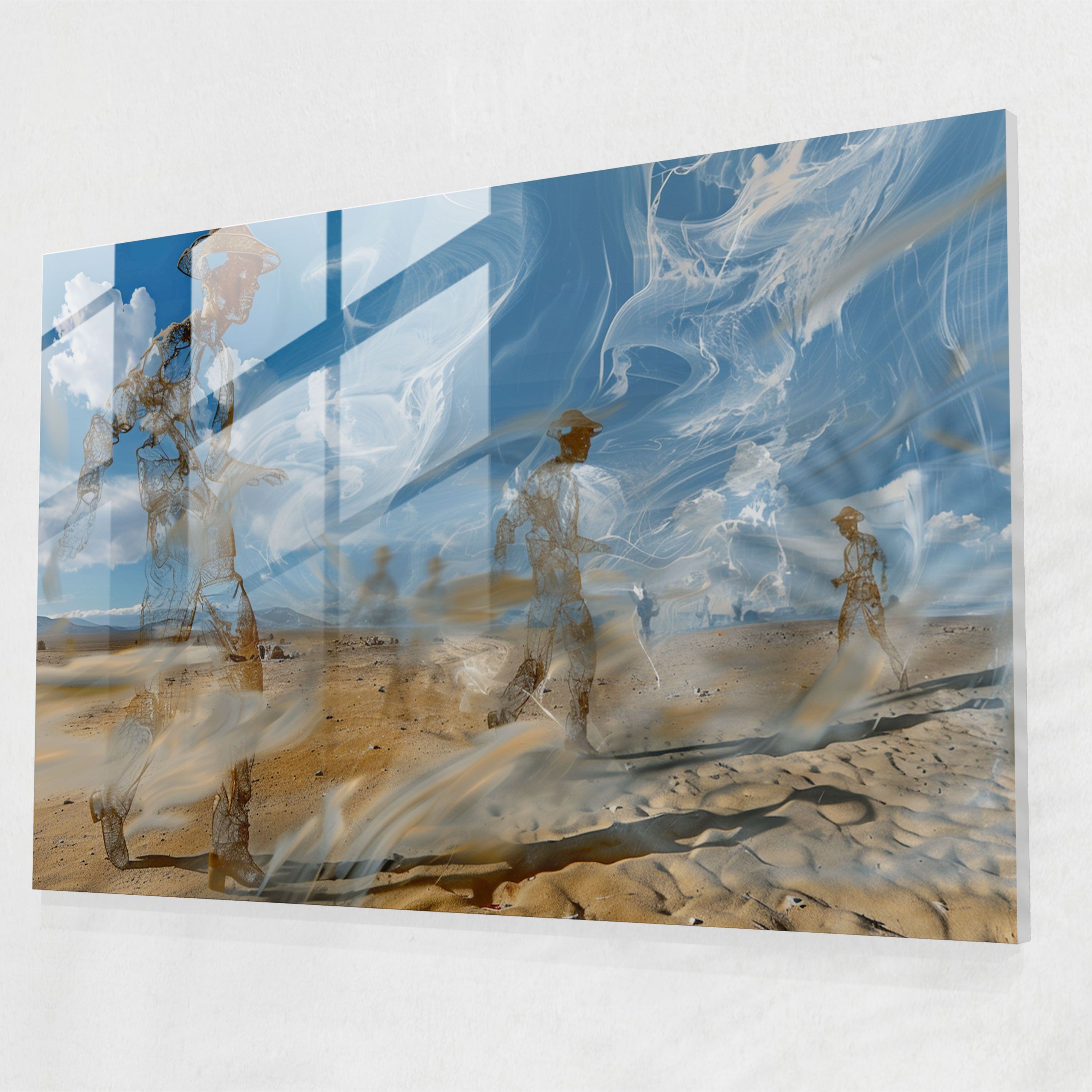 Windy Desert Figures Glass Print - Salvador Dali, Salvador Dali, Wall Decoration, Modern Art