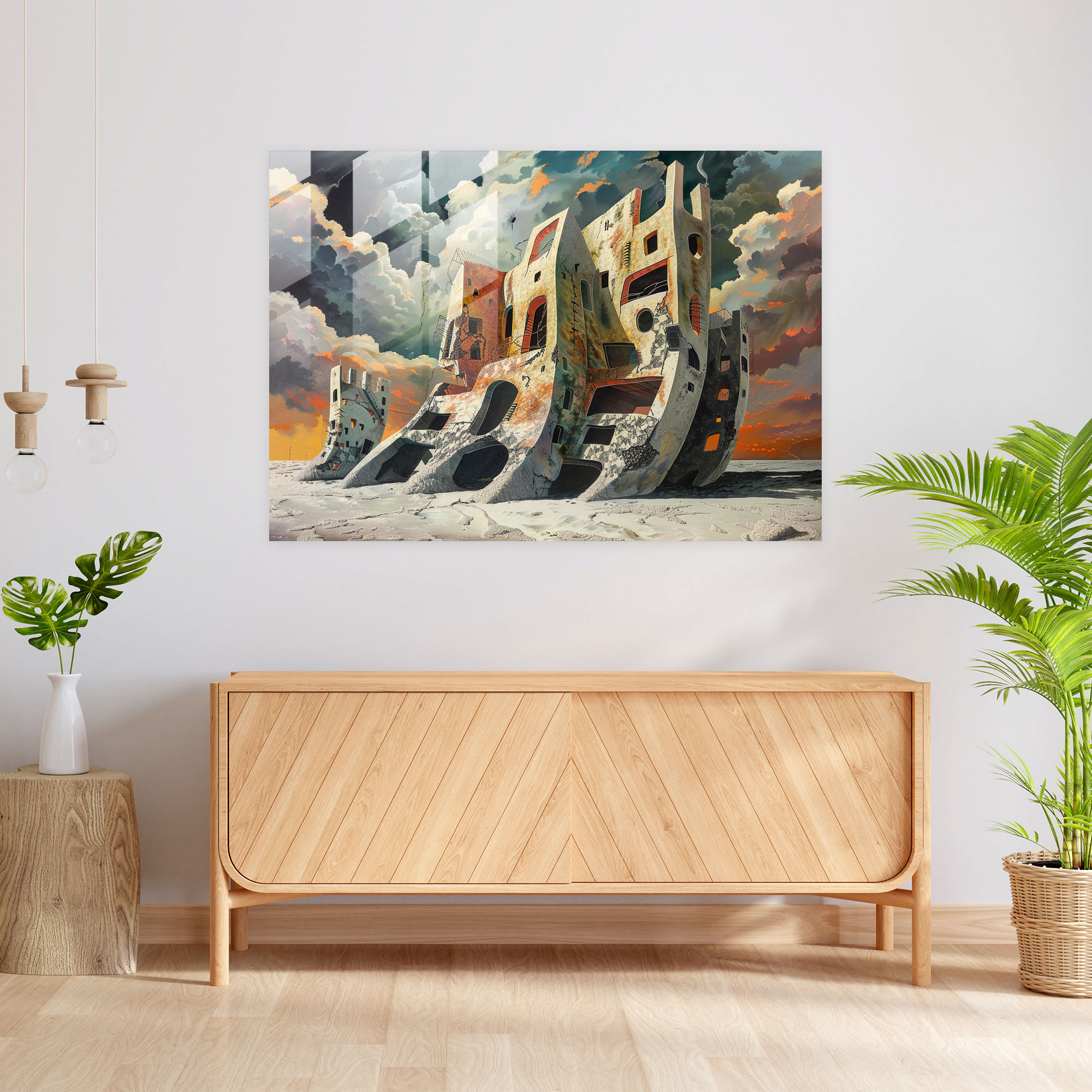 Melting Cityscape Glass Wall Art - Salvador Dali, Salvador Dali, Home Decoration, Glass Art
