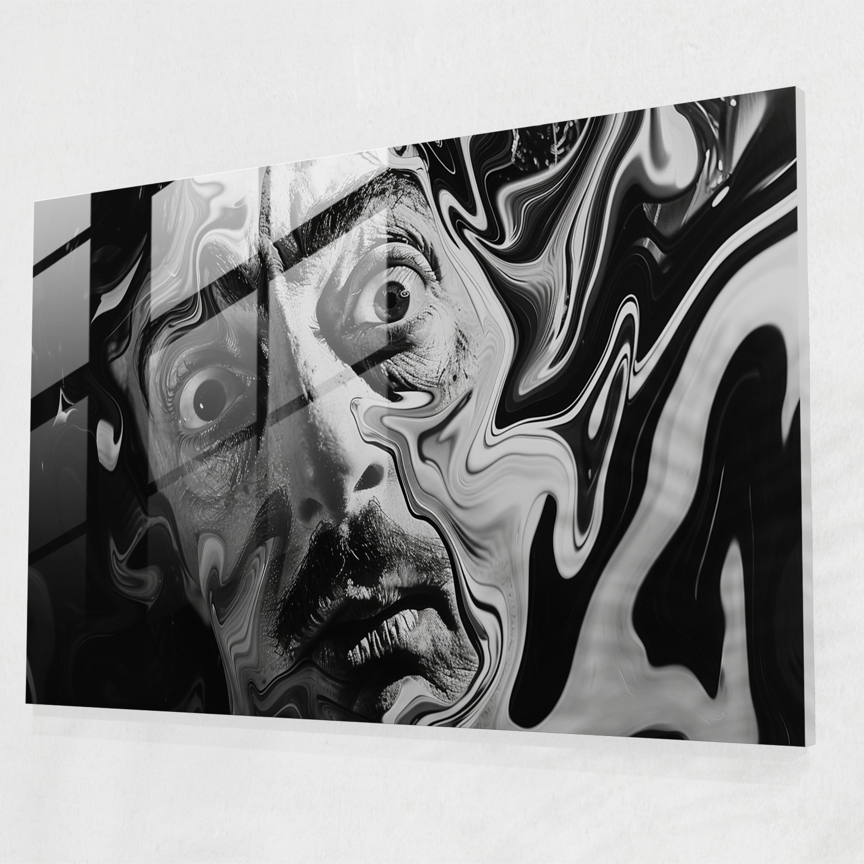 Salvador Dali Melting Face Modern Art Glass Print - Salvador Dali, Glass Print, Surrealism, Salvador Dali