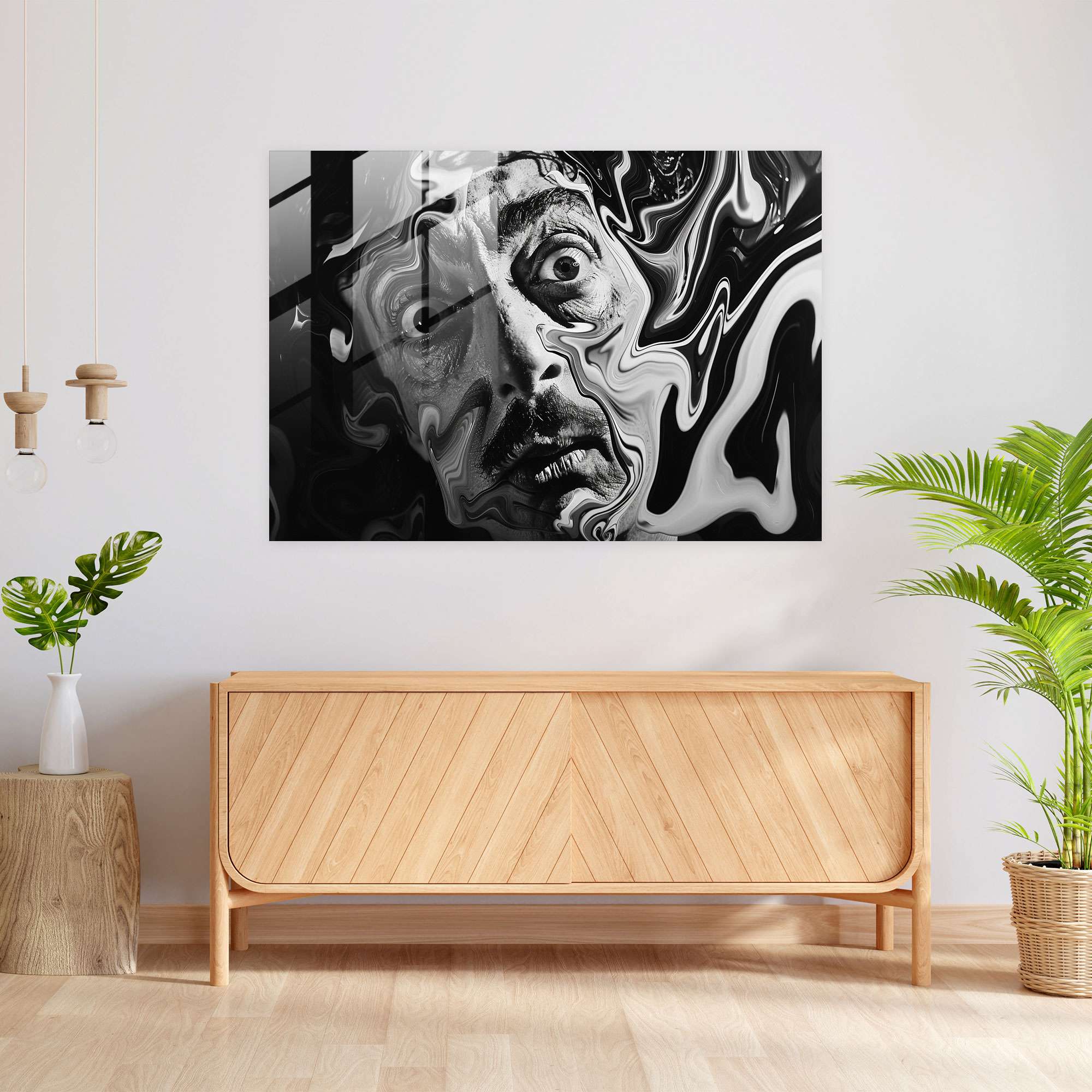 Salvador Dali Melting Face Modern Art Glass Print - Salvador Dali, Glass Print, Surrealism, Salvador Dali