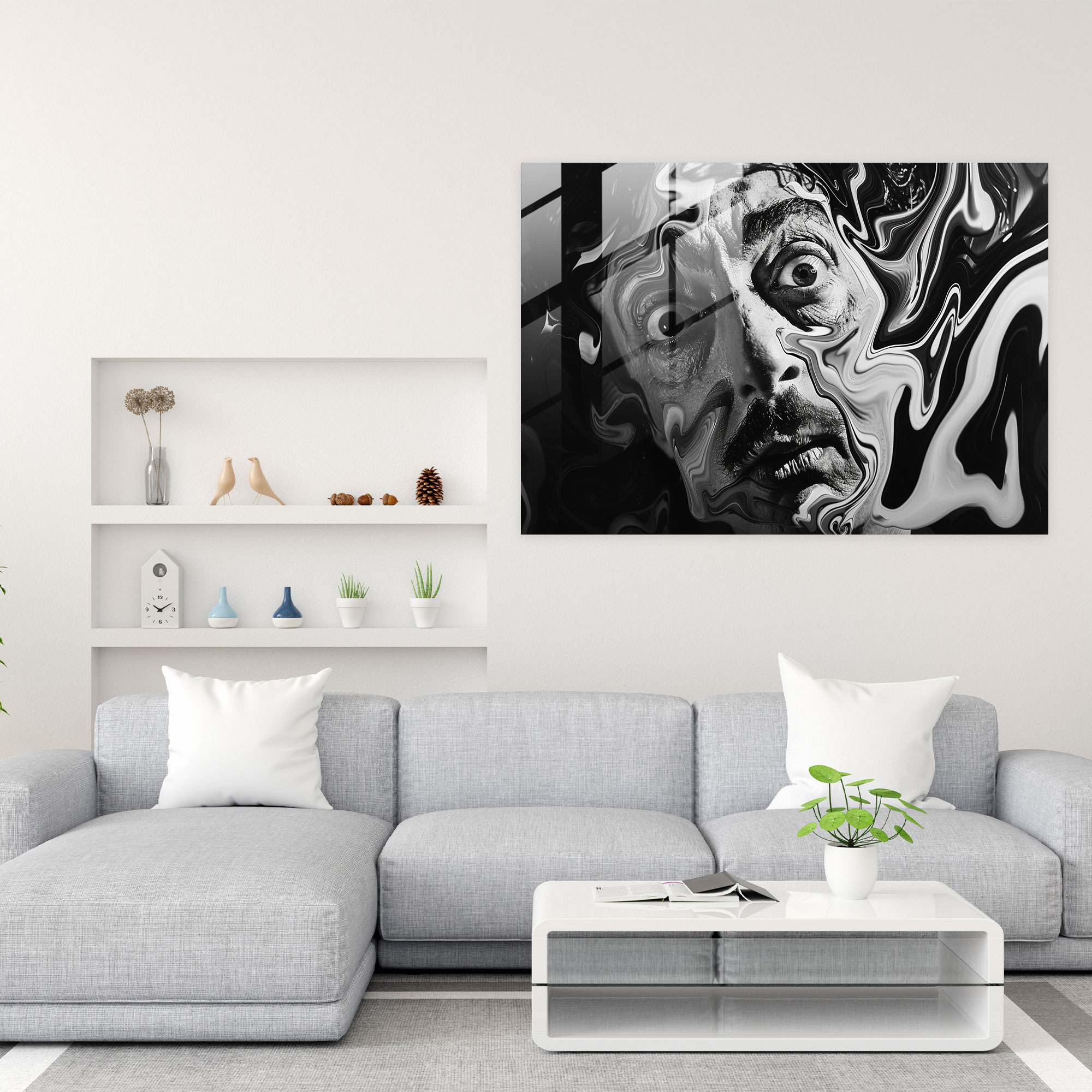 Salvador Dali Melting Face Modern Art Glass Print - Salvador Dali, Glass Print, Surrealism, Salvador Dali