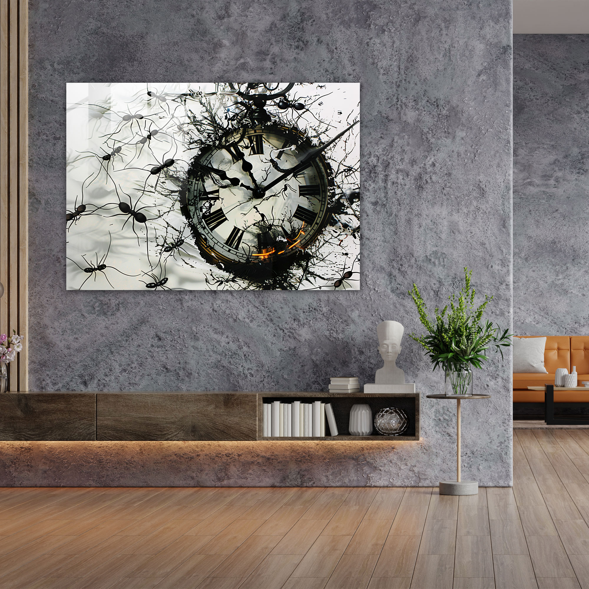 Salvador Dali Clock Face With Ants Modern Art Glass Print - Salvador Dali, Glass Print, Salvador Dali, Unique Art