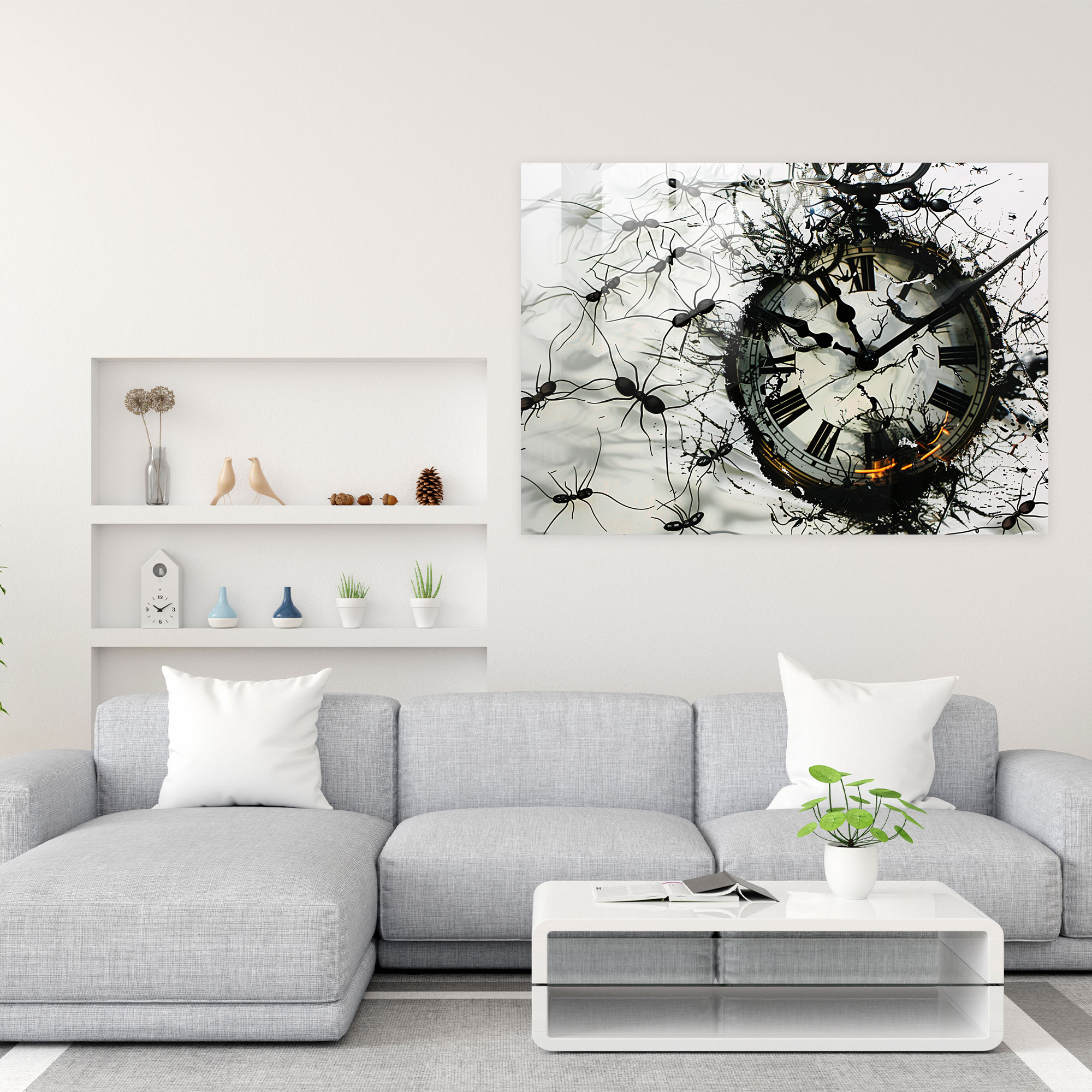 Salvador Dali Clock Face With Ants Modern Art Glass Print - Salvador Dali, Glass Print, Salvador Dali, Unique Art