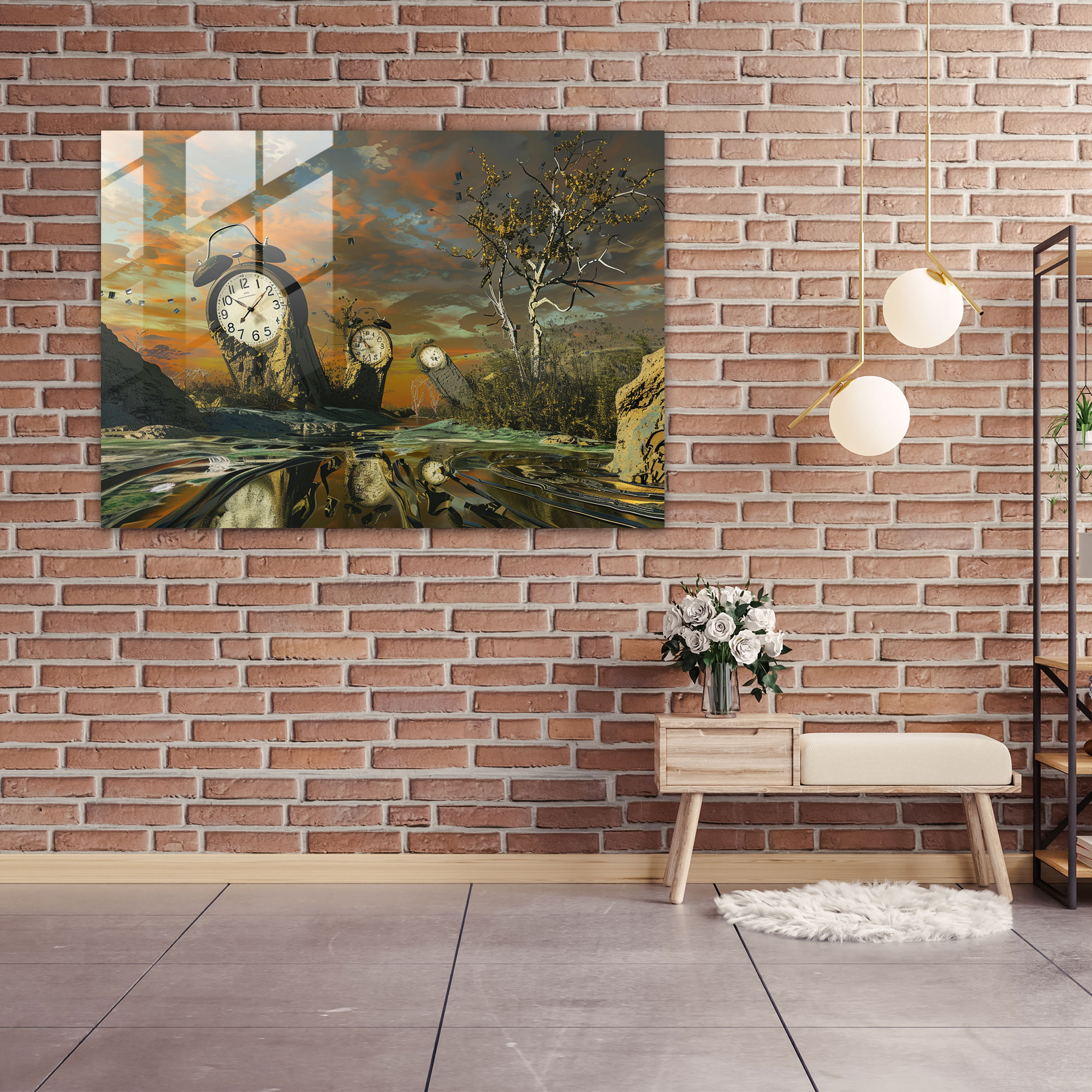 Melting Clocks Glass Print - Salvador Dali, Glass Wall Art, Home Decoration, Salvador Dali