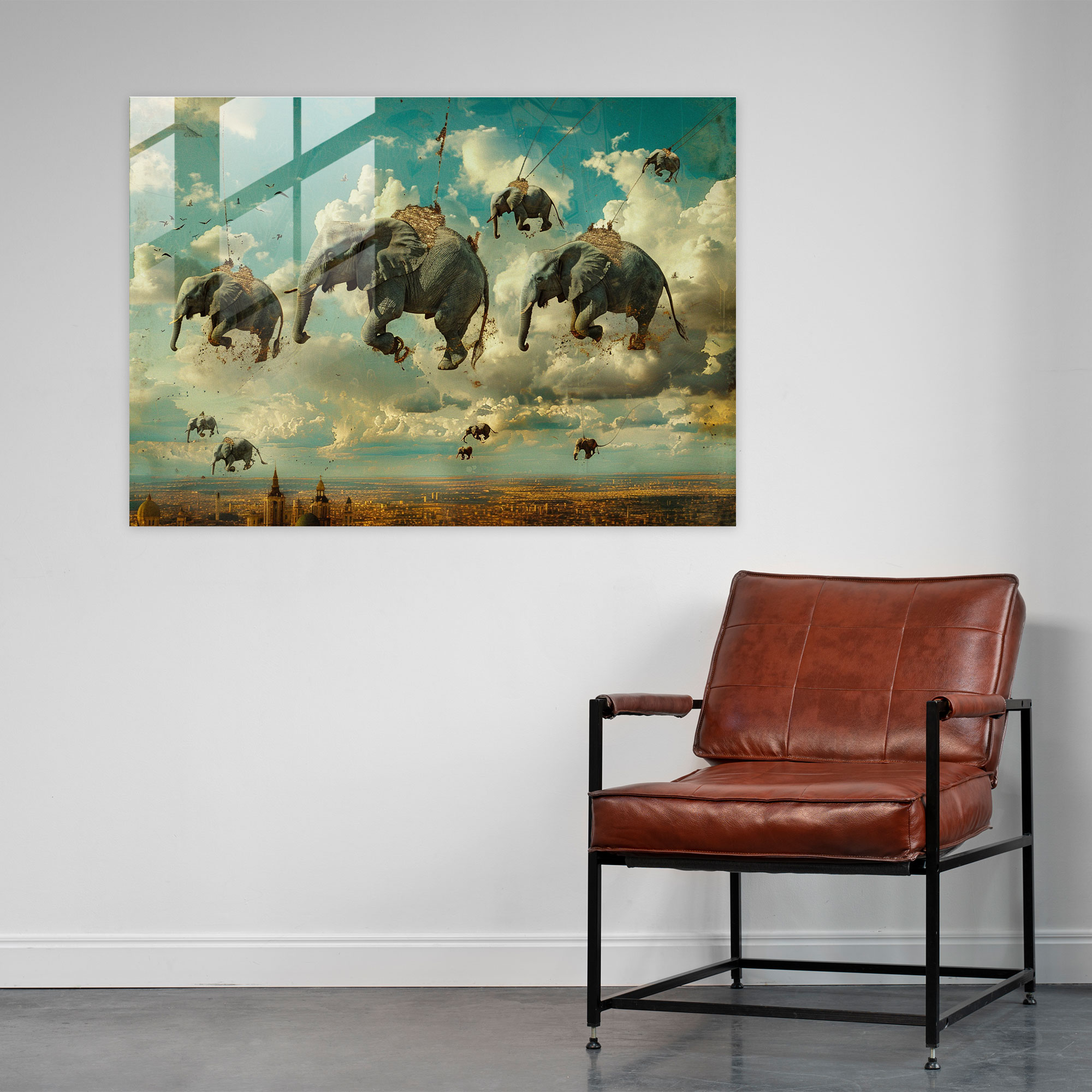 Floating Elephants Glass Wall Art - Salvador Dali, Home Decoration, Modern Art, Glass Wall Art