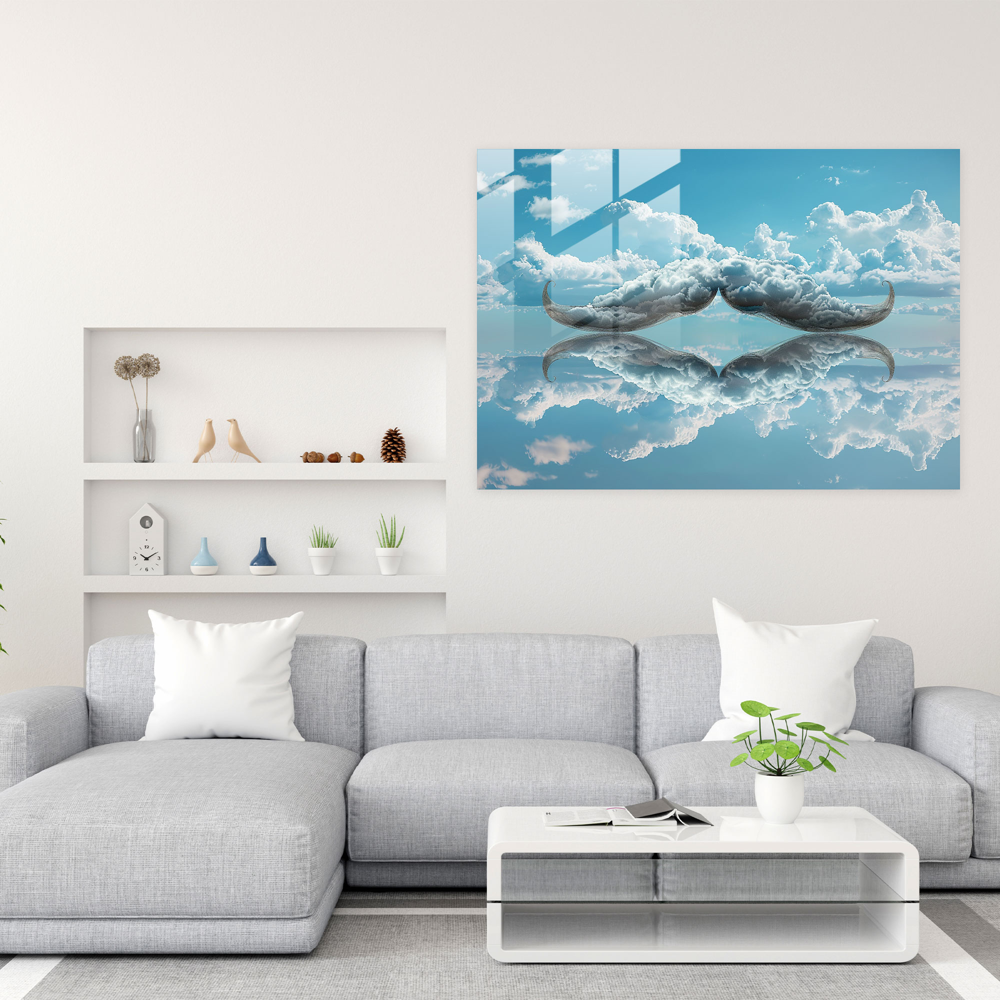 Salvador Dali Cloud Mustache Glass Print - Salvador Dali, Glass Wall Art, Home Decoration, Modern Art