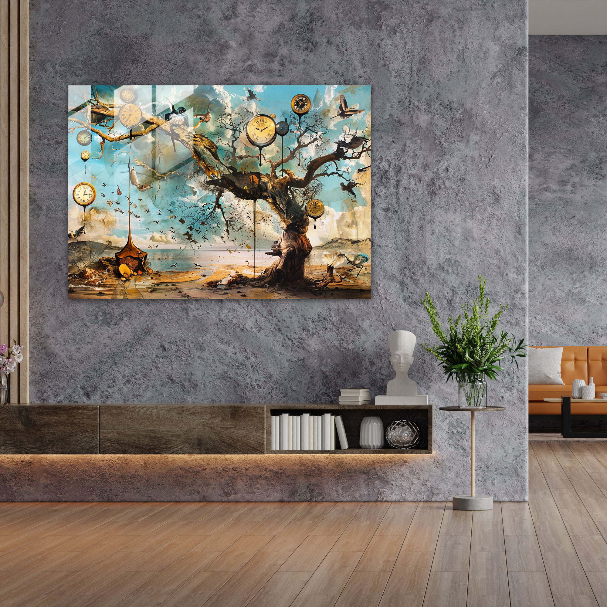 Salvador Dali Dripping Clocks Glass Print - Salvador Dali, Surrealism, Glass Wall Art, Wall Decoration