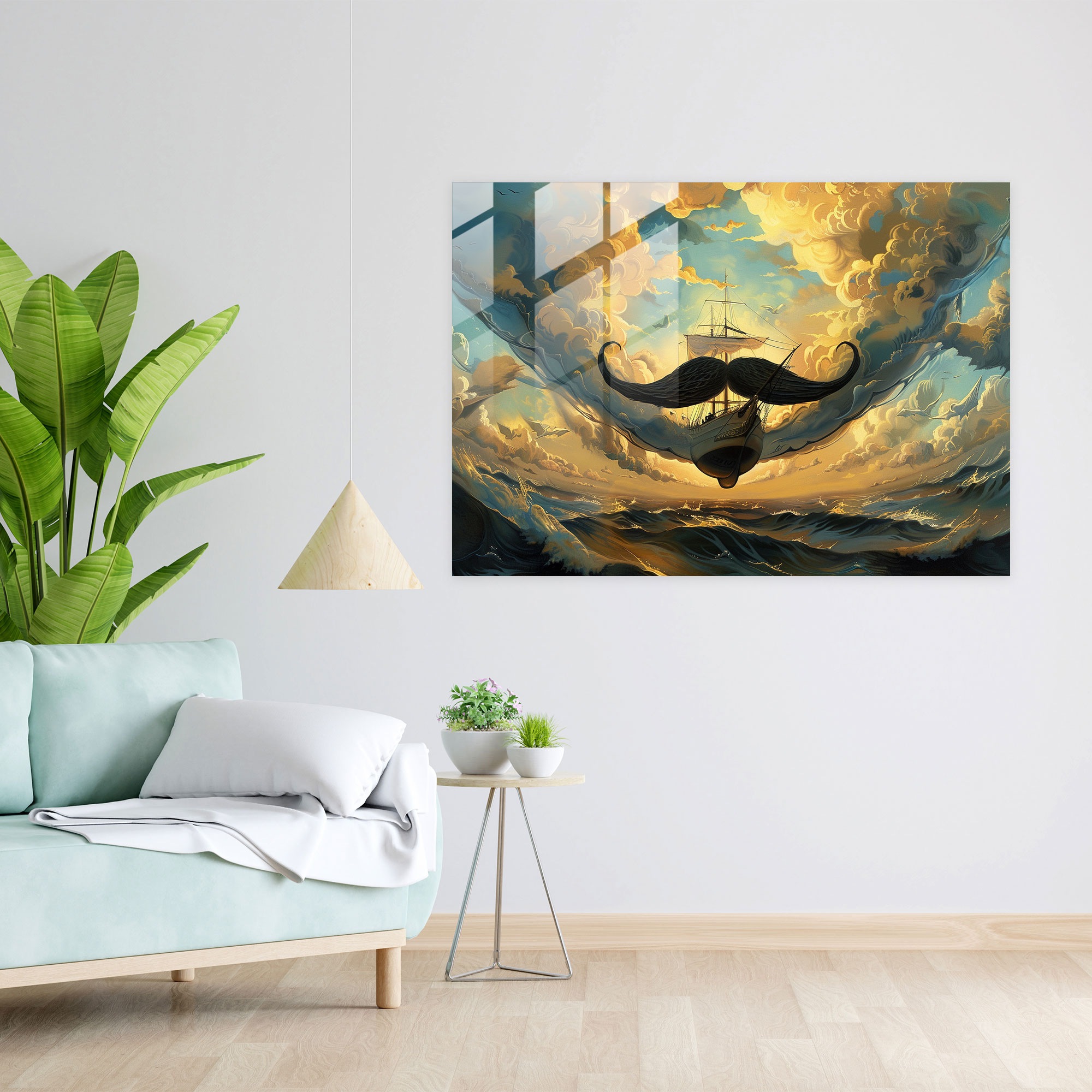 Salvador Dali Ship Mustache Glass Print - Salvador Dali, Home Decoration, Salvador Dali, Glass Wall Art