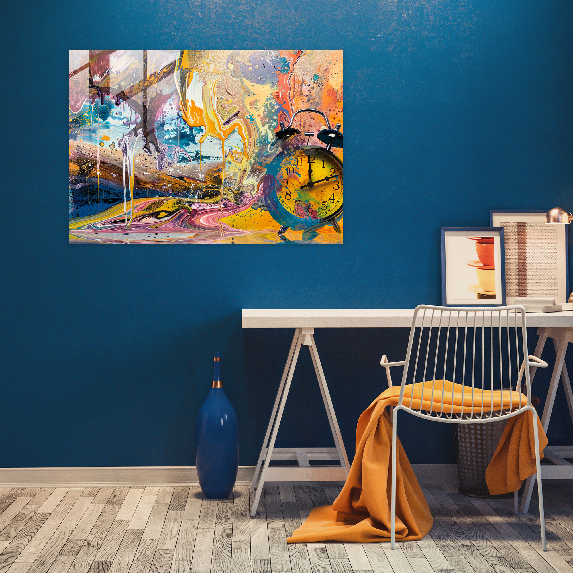 Salvador Dali Colorful Clocks Glass Print - Salvador Dali, Salvador Dali, Glass Wall Art, Modern Art
