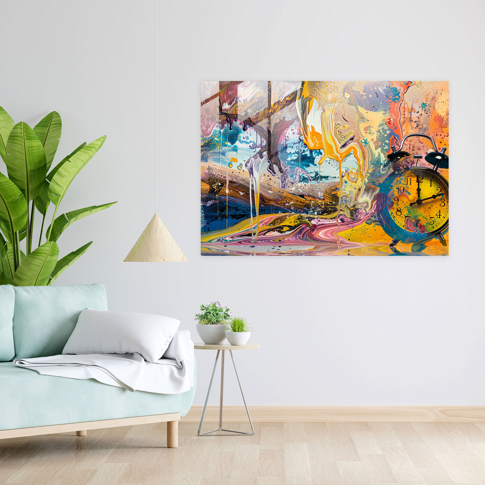 Salvador Dali Colorful Clocks Glass Print - Salvador Dali, Salvador Dali, Glass Wall Art, Modern Art