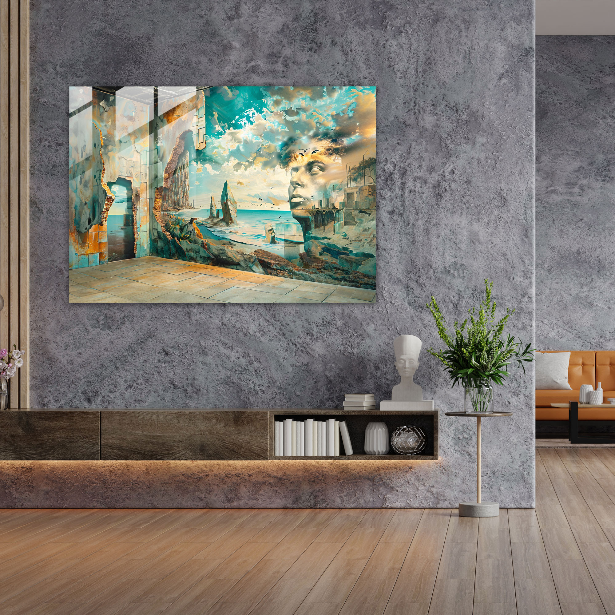Sürreal Salvador Dali Manzaraları Duvar Dekorasyonu - Salvador Dali Modern Sanat Cam Sanat Duvar Dekorasyonu