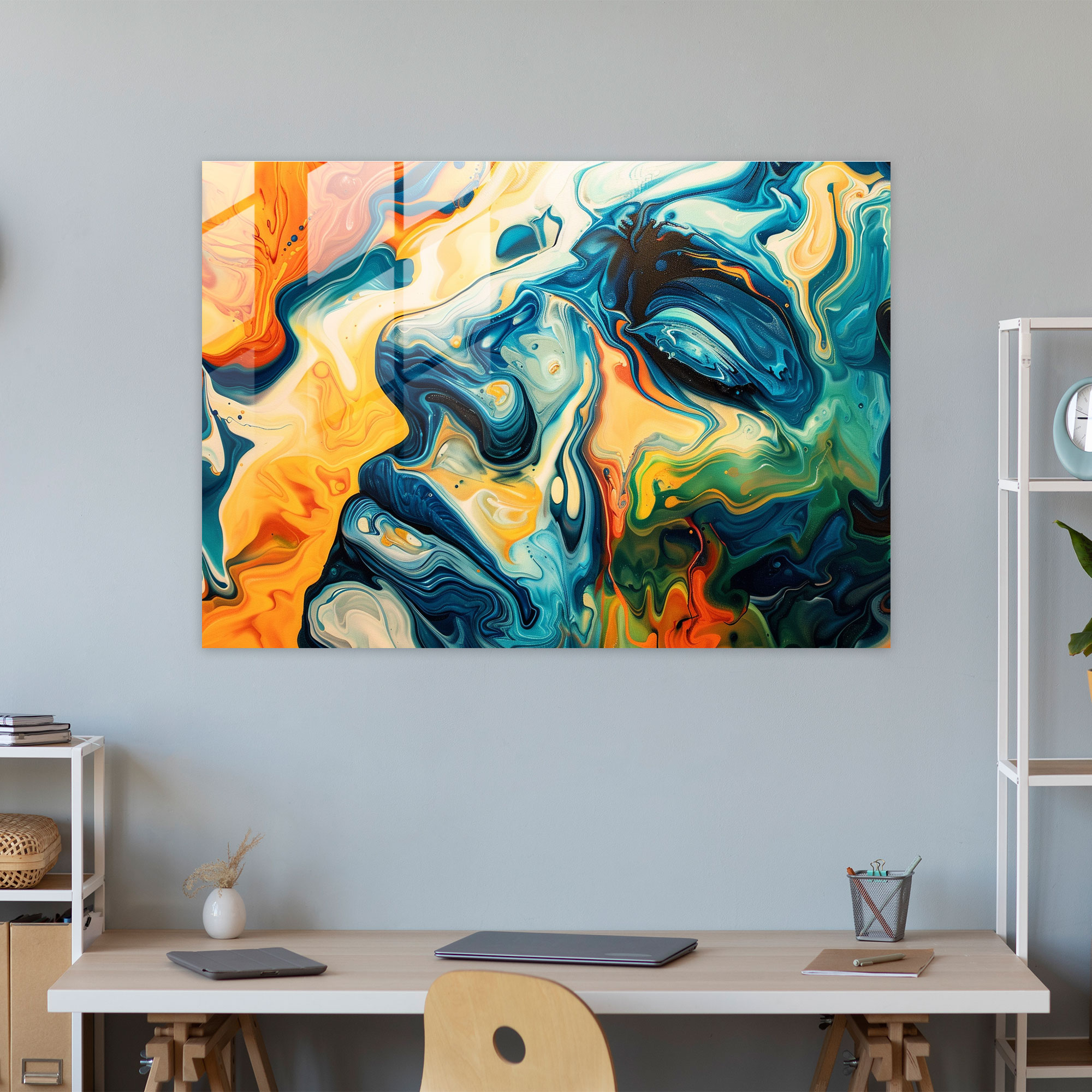 Salvador Dali Melting Face Glass Print - Salvador Dali, Salvador Dali, Wall Decoration, Glass Print