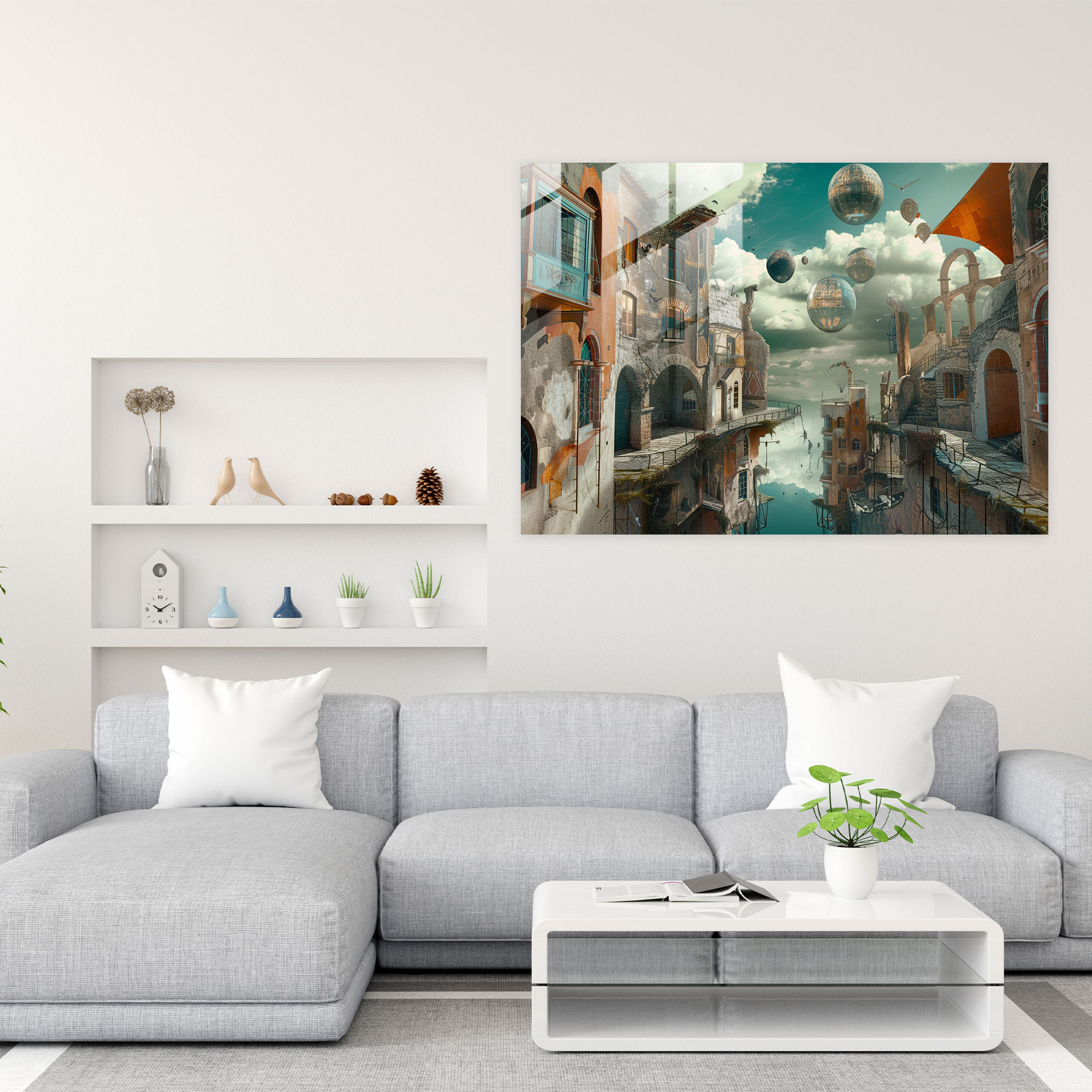 Salvador Dali Surreal Cityscape Glass Wall Art - Salvador Dali, Glass Art, Salvador Dali, Modern Art