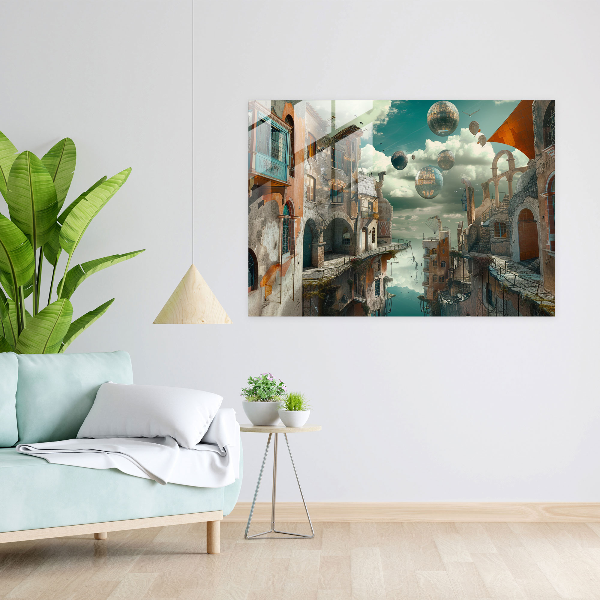 Salvador Dali Surreal Cityscape Glass Wall Art - Salvador Dali, Glass Art, Salvador Dali, Modern Art