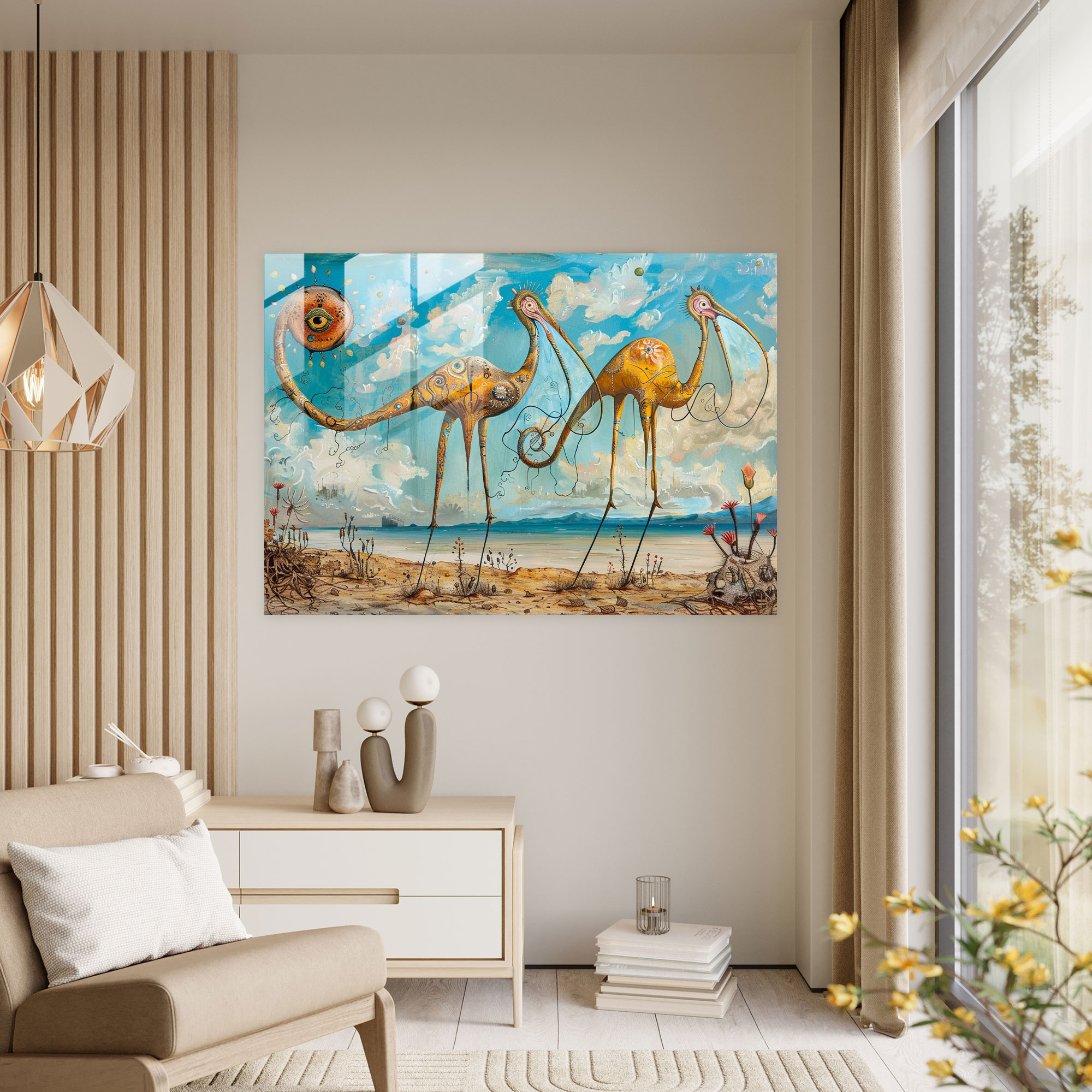 Salvador Dali'nin Hayalperest Hayvan Temalı Cam Tablosu - Modern Sanat