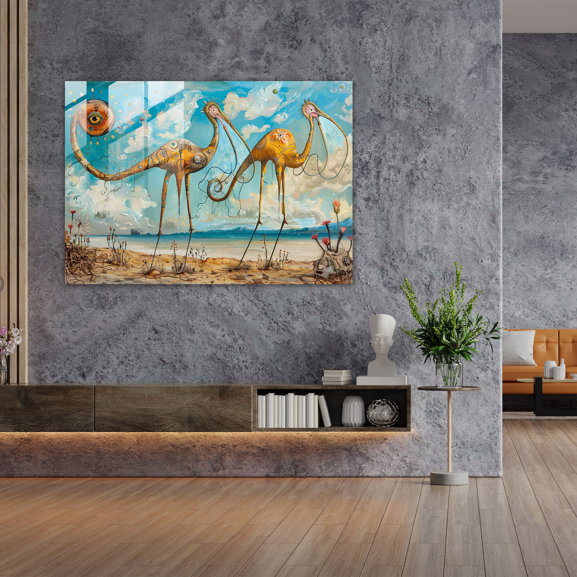Salvador Dali'nin Hayalperest Hayvan Temalı Cam Tablosu - Modern Sanat