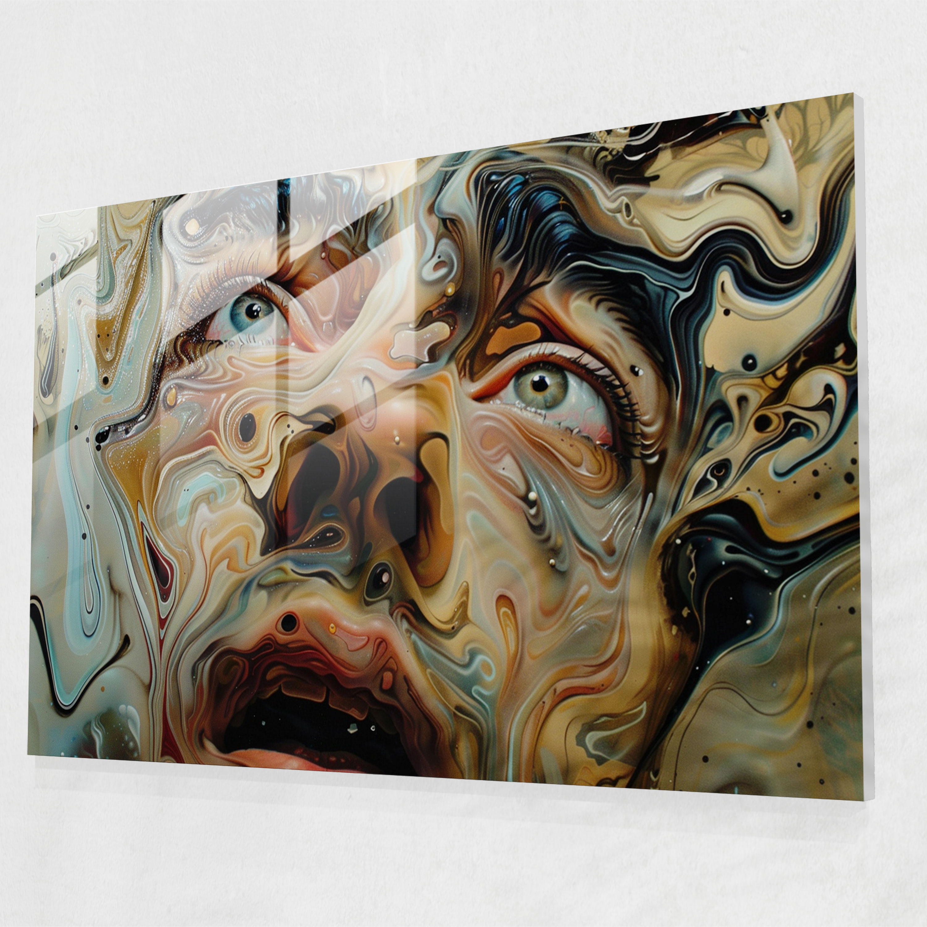 Salvador Dali Distorted Self-Portrait Glass Print - Salvador Dali, Home Decoration, Glass Print, Wall Decoration