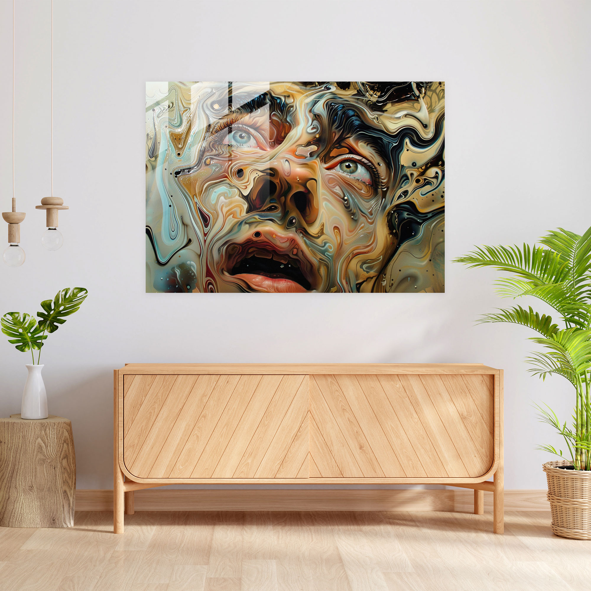 Salvador Dali Distorted Self-Portrait Glass Print - Salvador Dali, Home Decoration, Glass Print, Wall Decoration