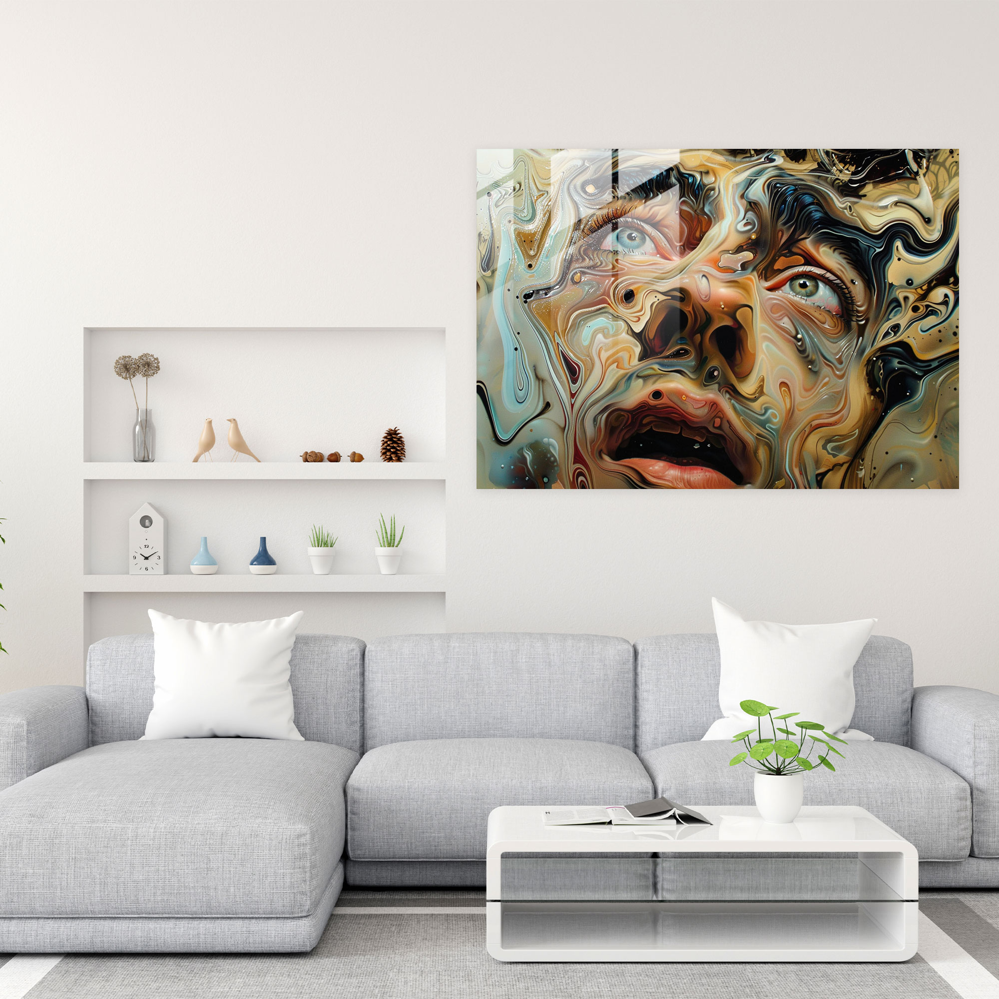 Salvador Dali Distorted Self-Portrait Glass Print - Salvador Dali, Home Decoration, Glass Print, Wall Decoration