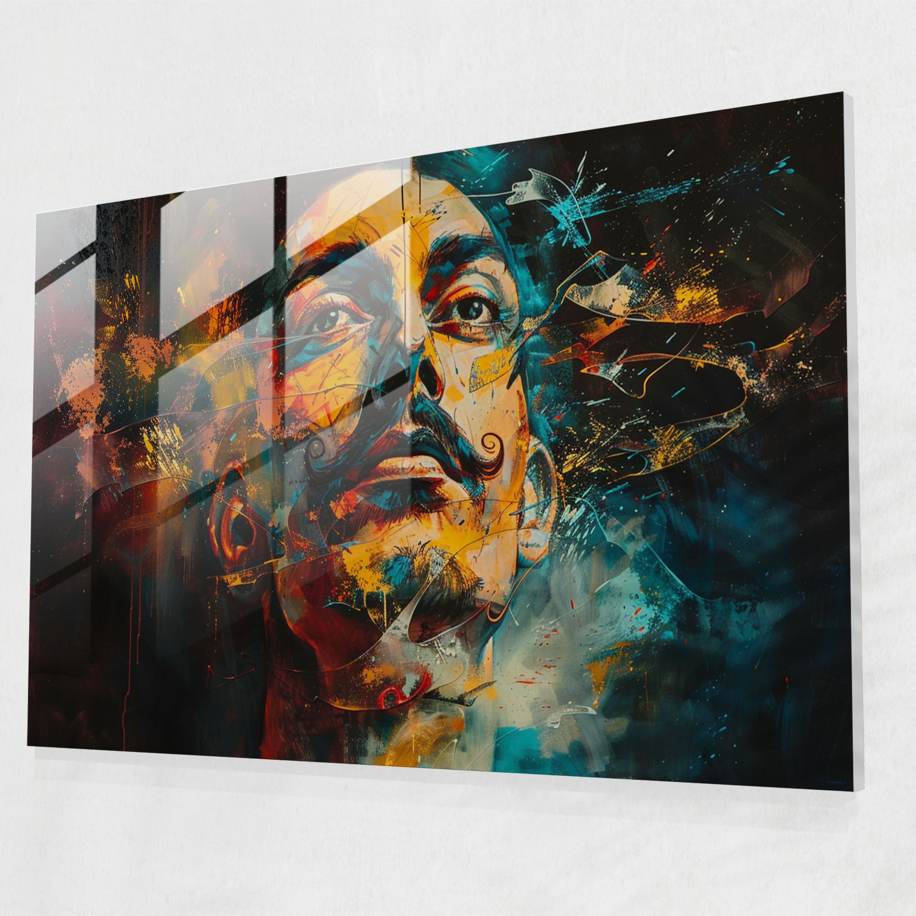 Salvador Dali Enigmatic Portrait Glass Wall Art - Salvador Dali, Glass Art, Glass Wall Art, Home Decoration