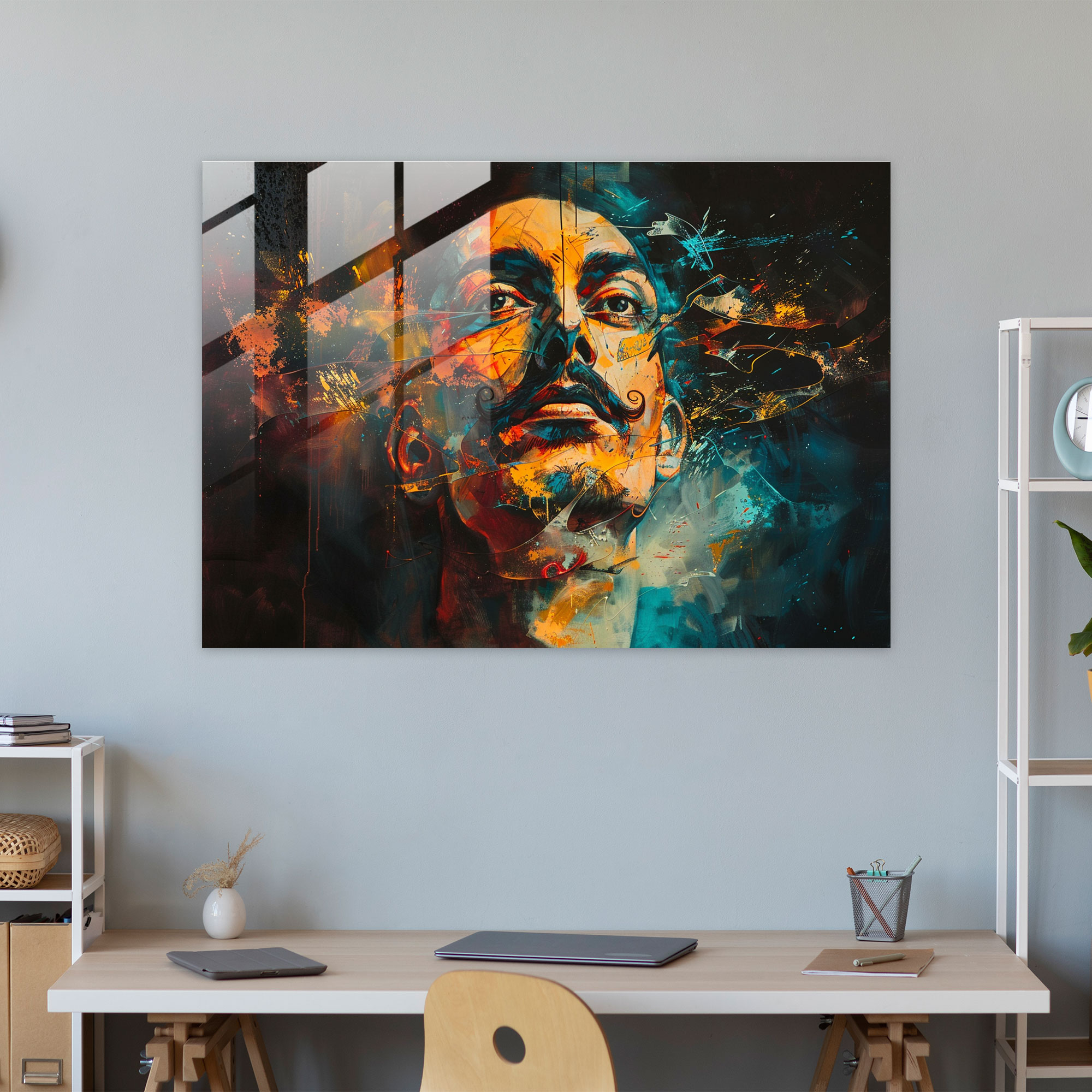 Salvador Dali Enigmatic Portrait Glass Wall Art - Salvador Dali, Glass Art, Glass Wall Art, Home Decoration