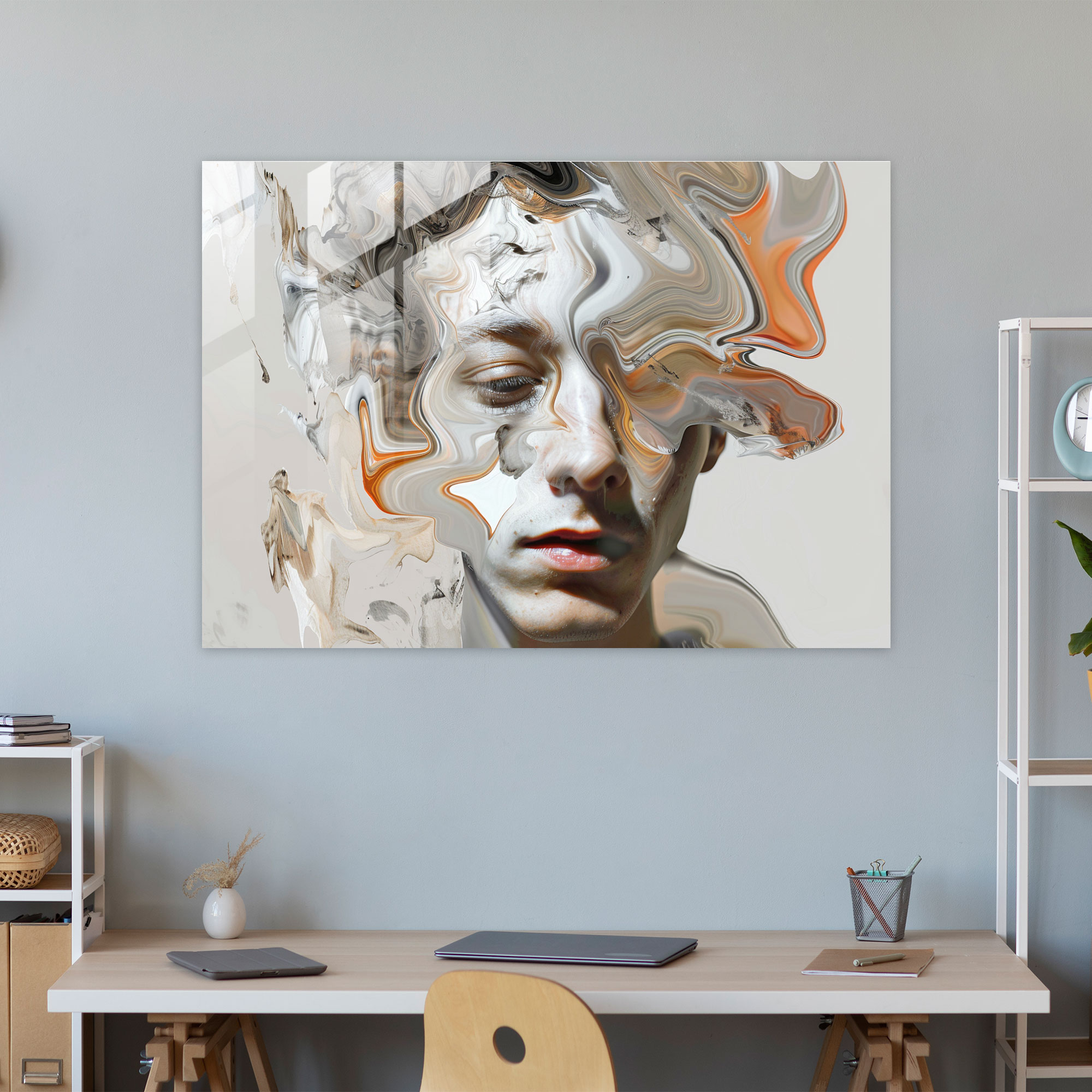 Salvador Dali Glass Wall Art - Abstract Distorted Portrait - Salvador Dali, Modern Art, Glass Wall Art, Home Decoration