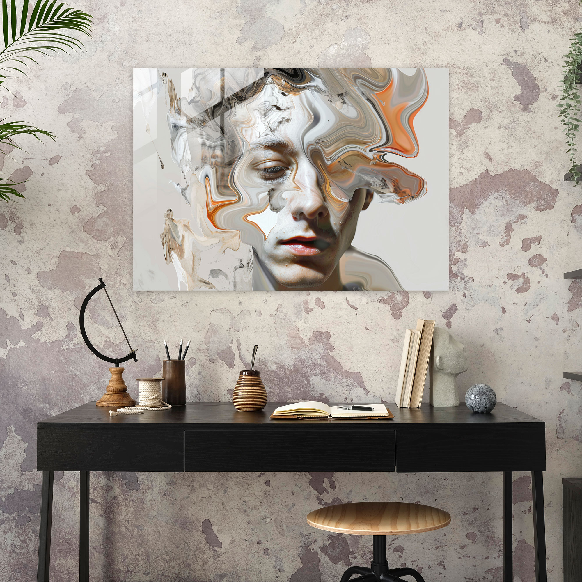 Salvador Dali Glass Wall Art - Abstract Distorted Portrait - Salvador Dali, Modern Art, Glass Wall Art, Home Decoration