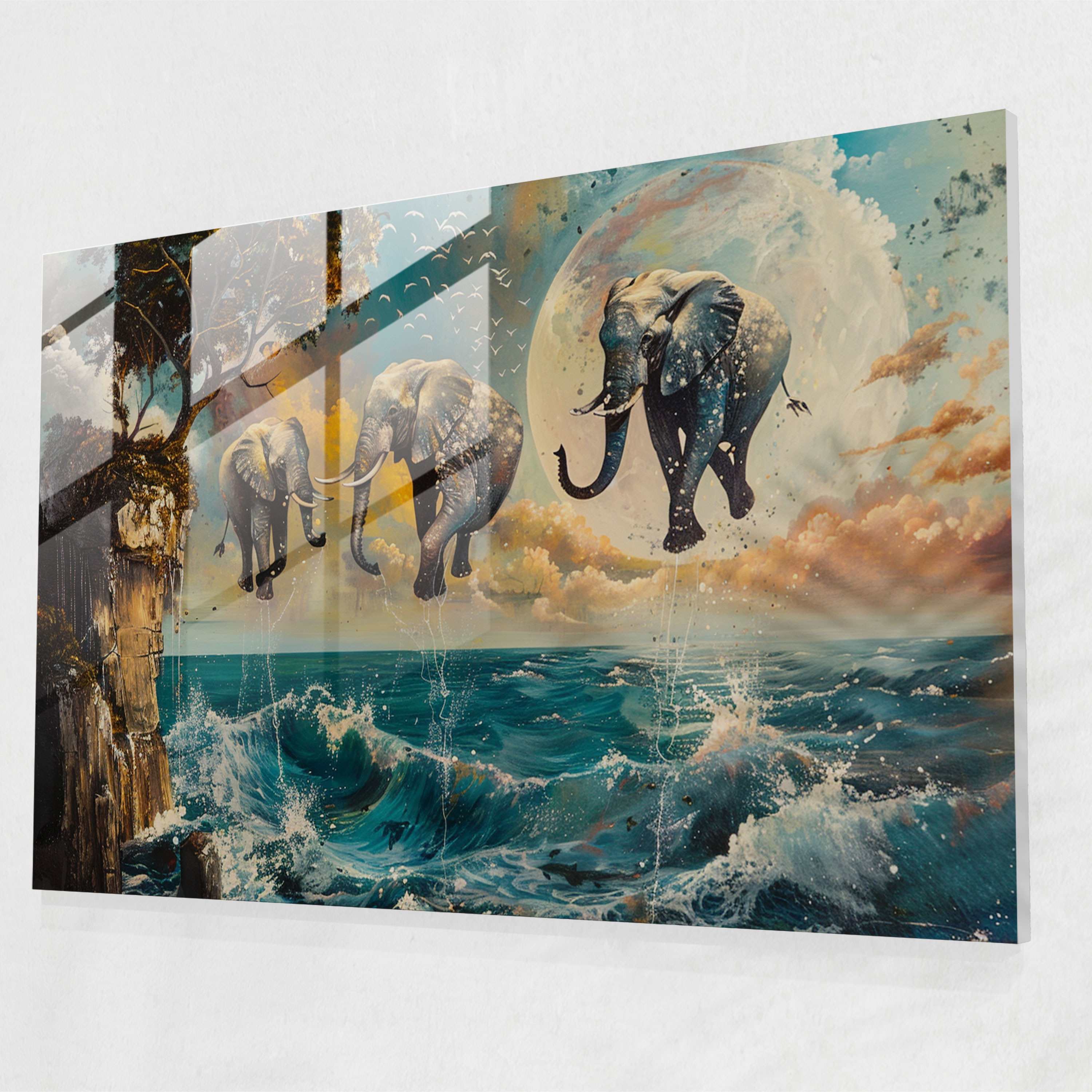 Salvador Dali Glass Art - Whimsical Seascape - Salvador Dali, Salvador Dali, Home Decoration, Wall Decoration