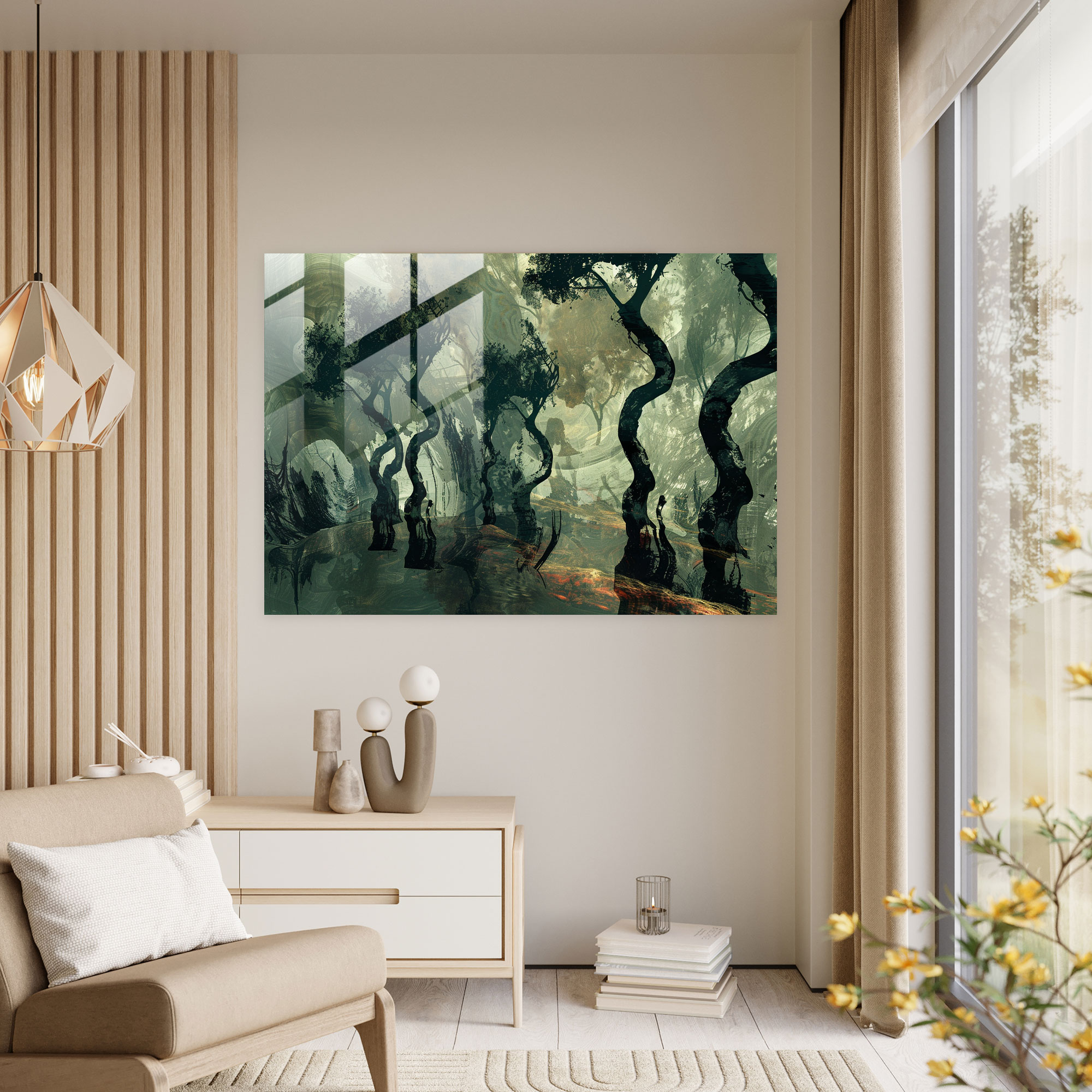 Salvador Dali Glass Wall Art - Dreamlike Forest Scene - Salvador Dali, Surreal Art, Salvador Dali, Forest Scene