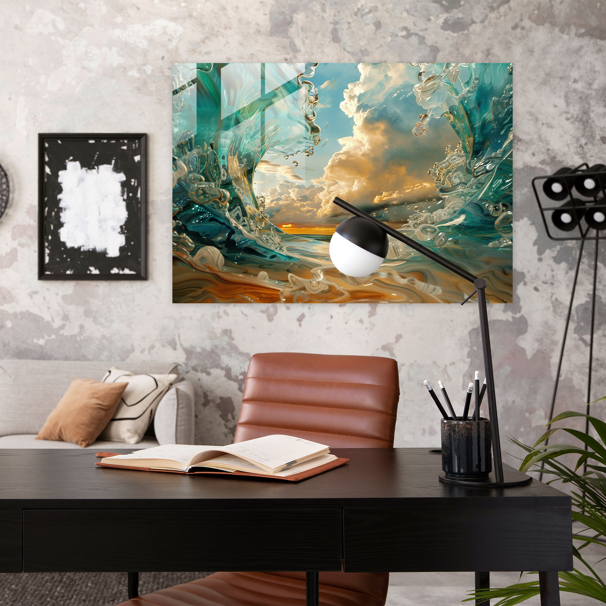 Salvador Dali Surreal Seascape Glass Art - Salvador Dali, Home Decoration, Glass Art, Salvador Dali