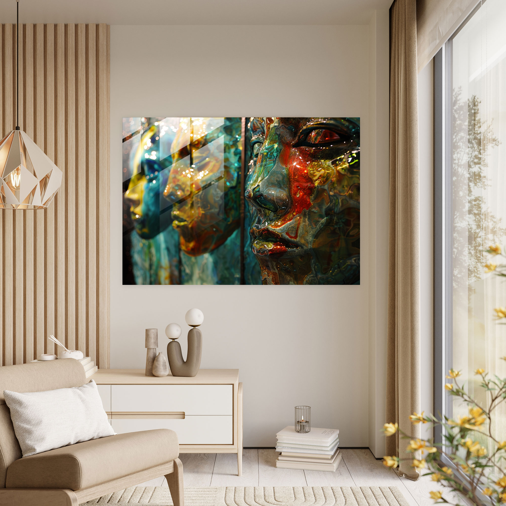 Salvador Dali Abstract Faces Glass Wall Art - Salvador Dali, Wall Decoration, Home Decoration, Glass Wall Art