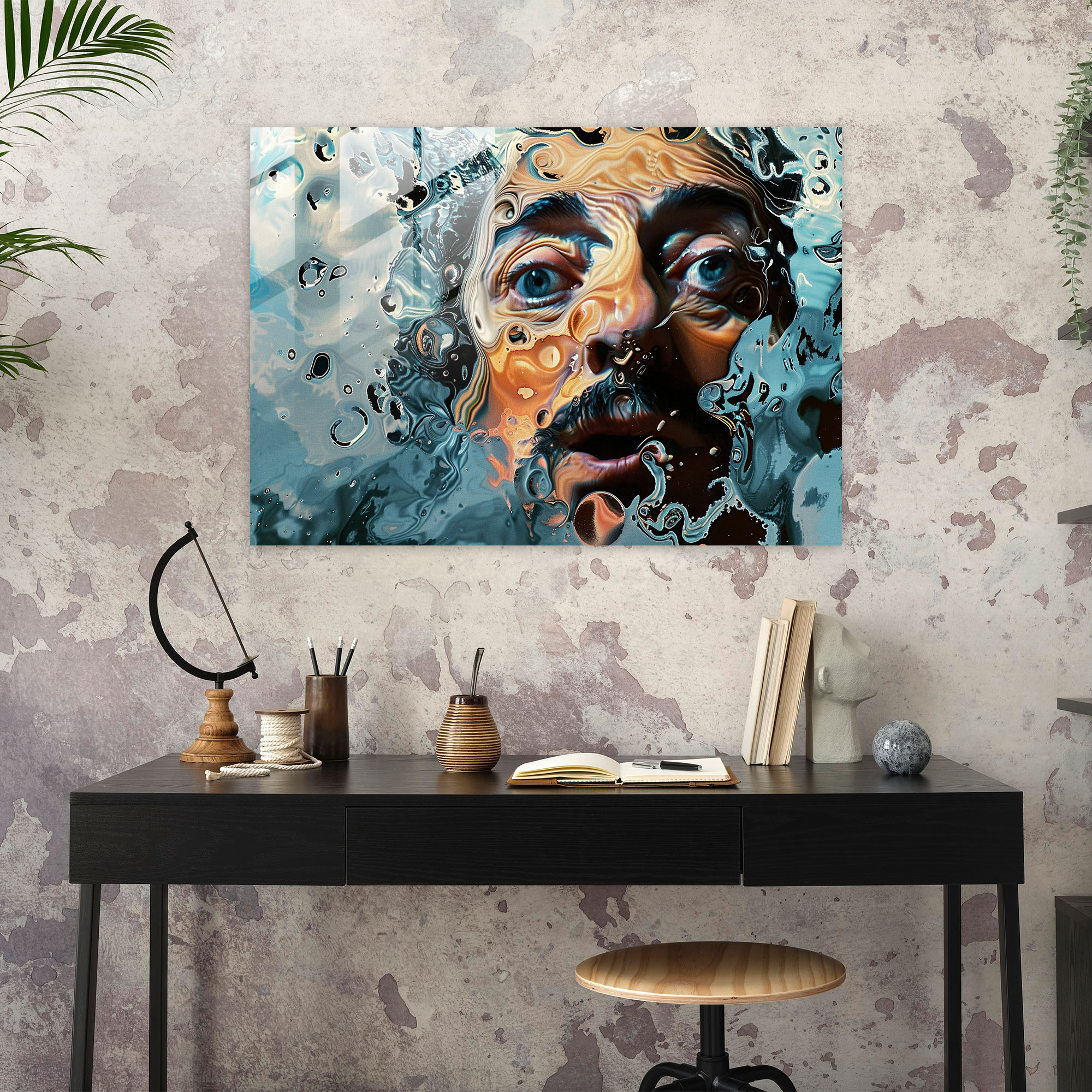 Salvador Dali Melting Face Glass Print - Salvador Dali, Home Decoration, Salvador Dali, Modern Art